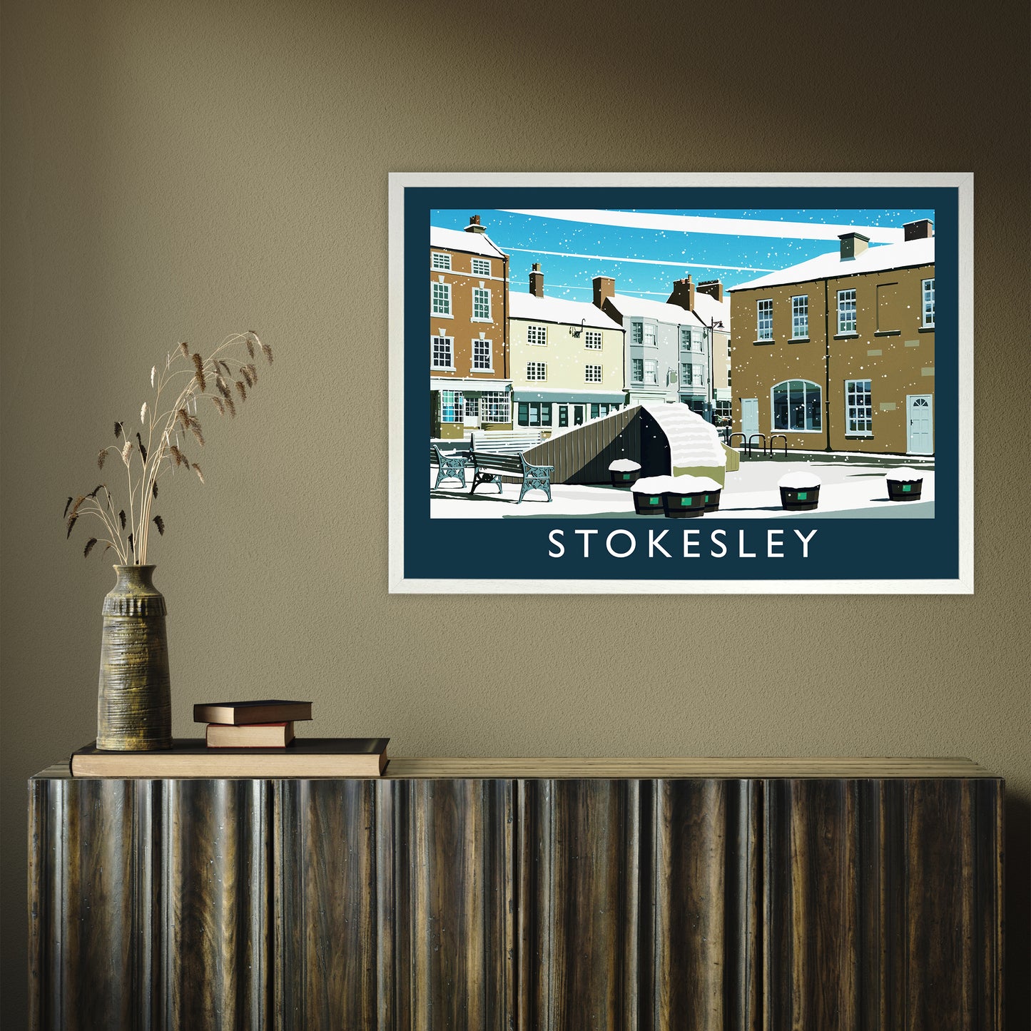 Stokesley (Snow) by Richard O'Neill A1 White Frame