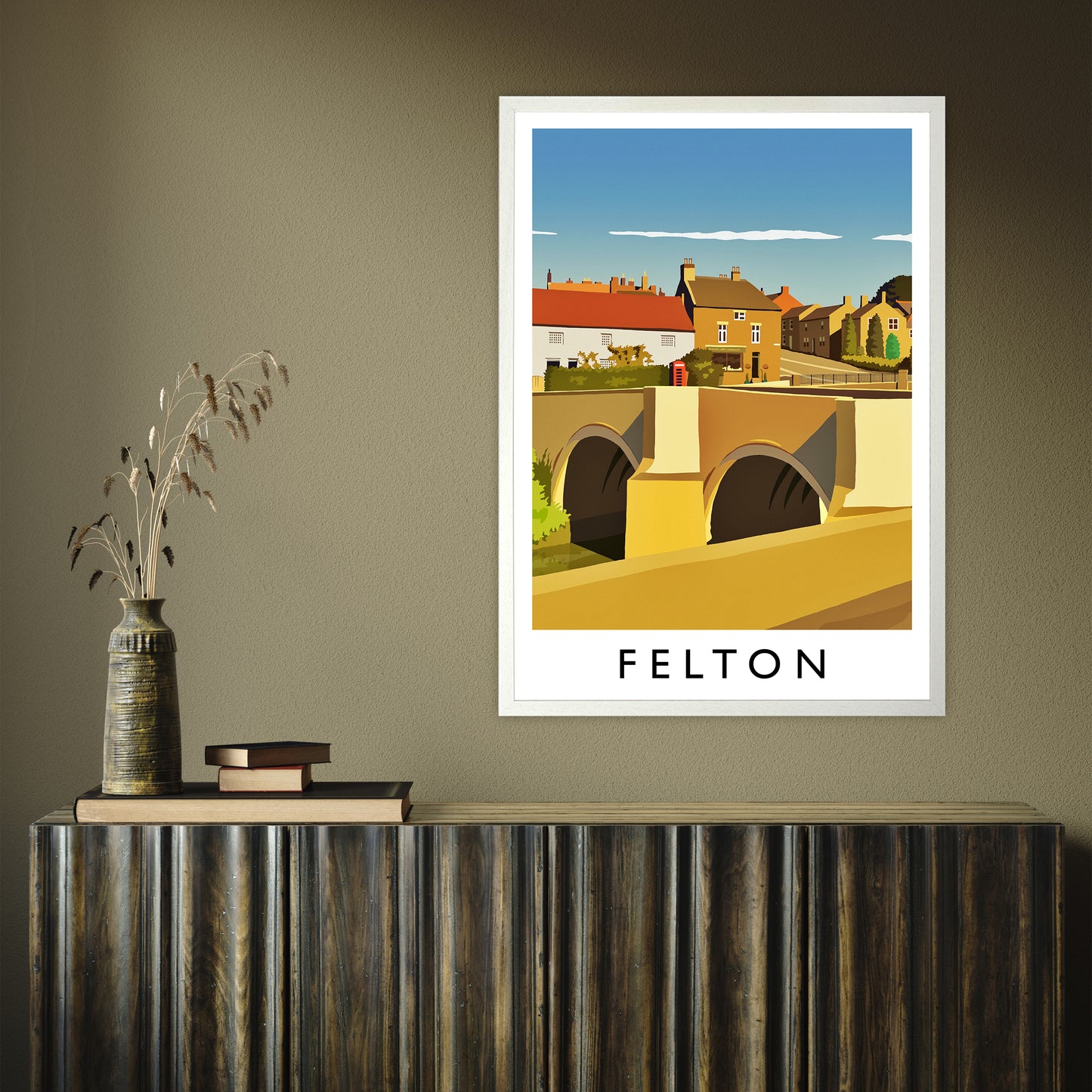 Felton portrait by Richard O'Neill A1 White Frame