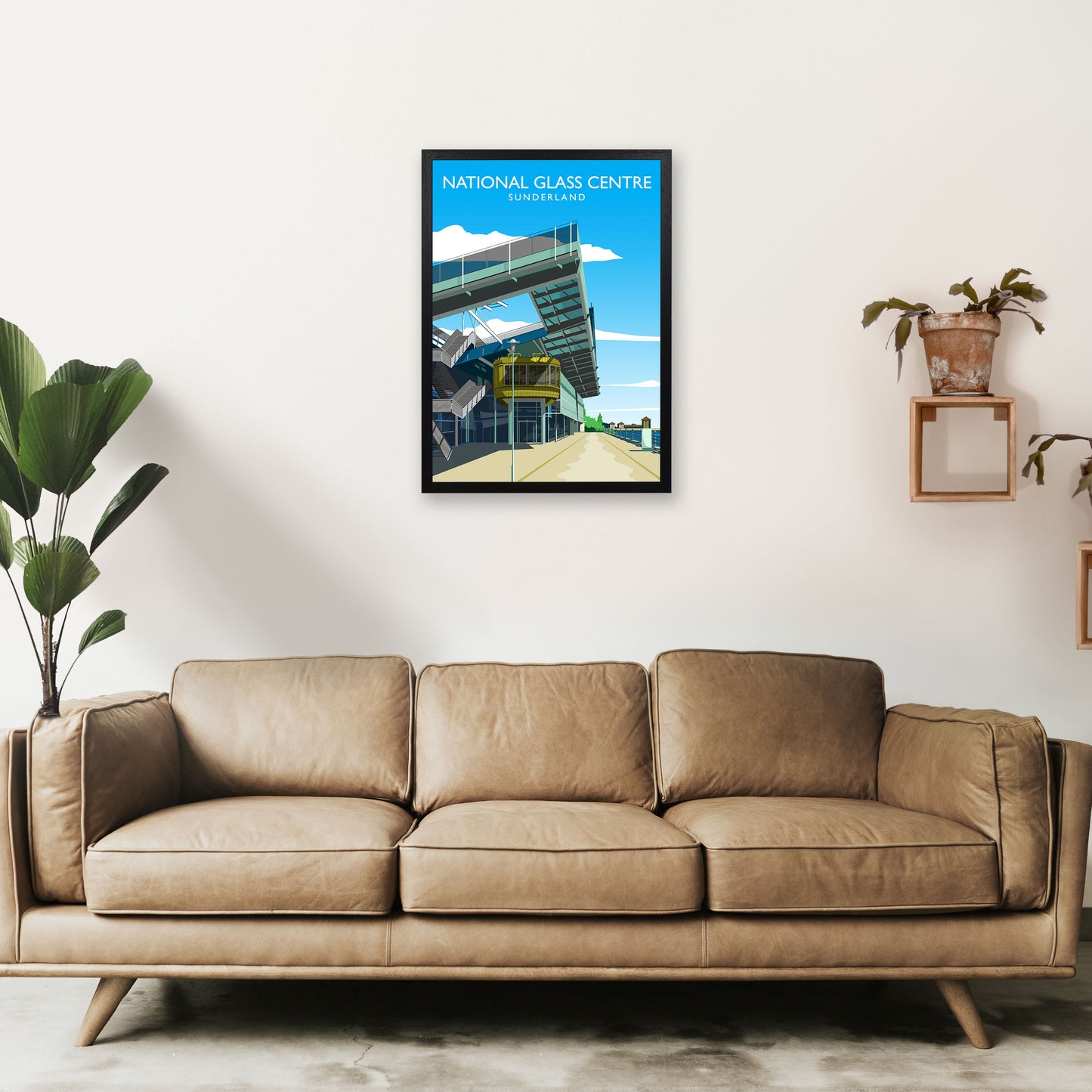 National Glass Centre Travel Art Print by Richard O'Neill A2 White Frame