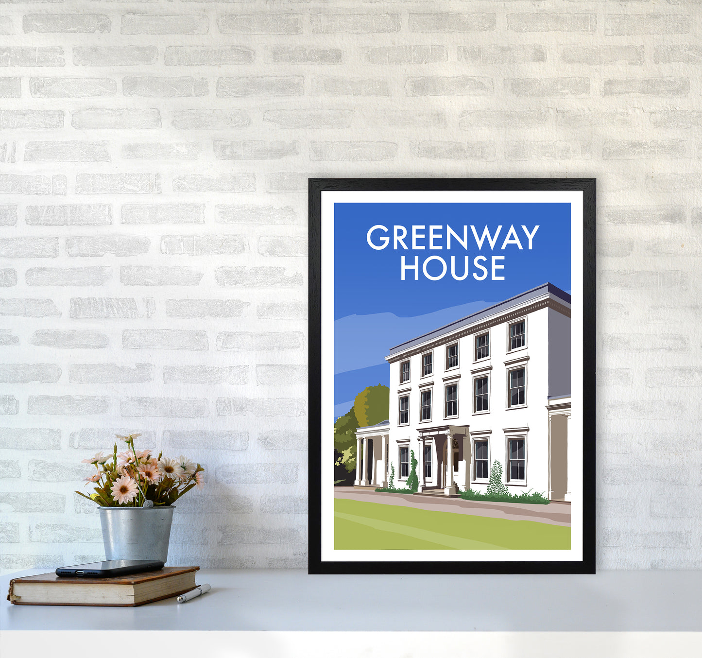 Greenway House Portrait Art Print by Richard O'Neill A2 White Frame