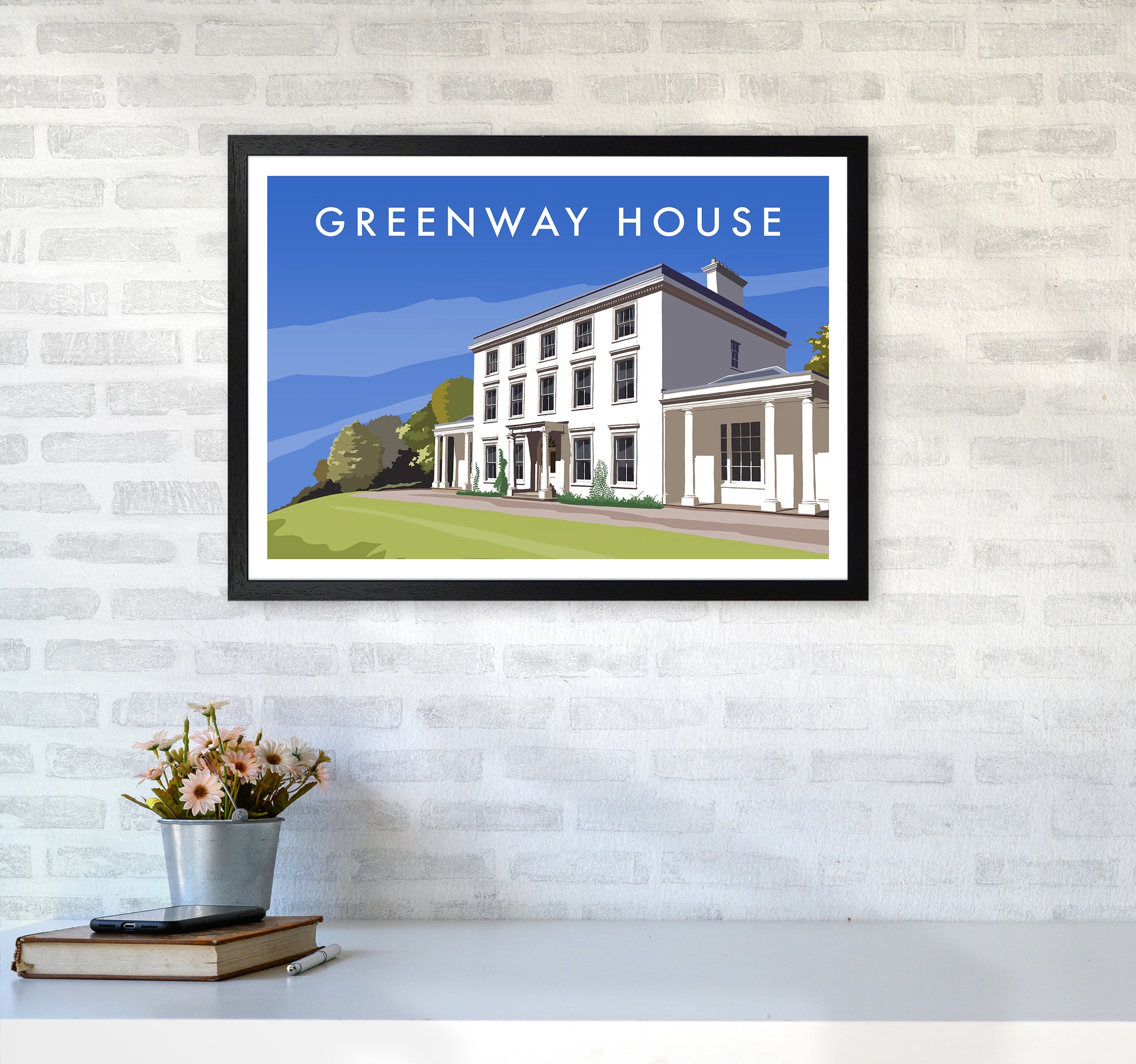 Greenway House Art Print by Richard O'Neill A2 White Frame