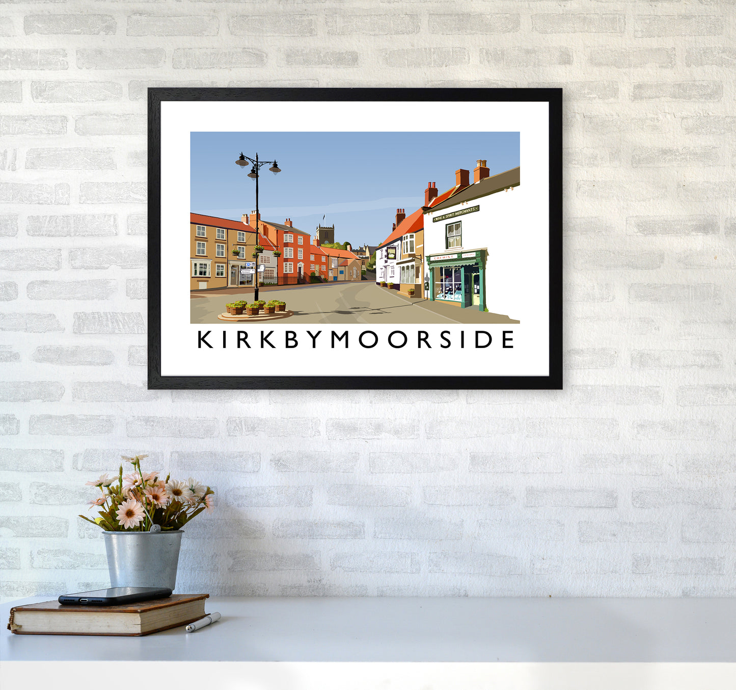 Kirkbymoorside Art Print by Richard O'Neill A2 White Frame