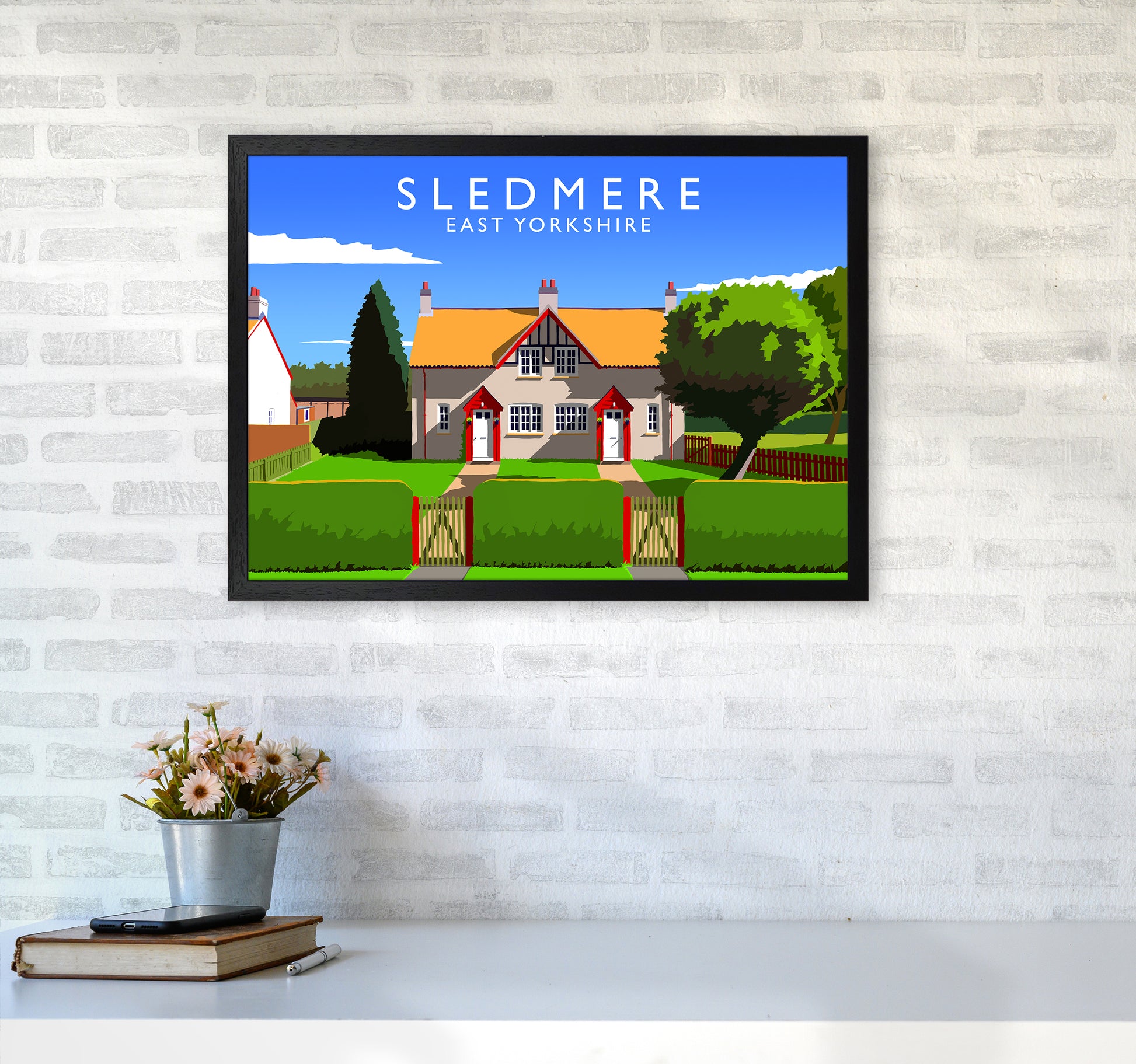 Sledmere Travel Art Print by Richard O'Neill A2 White Frame