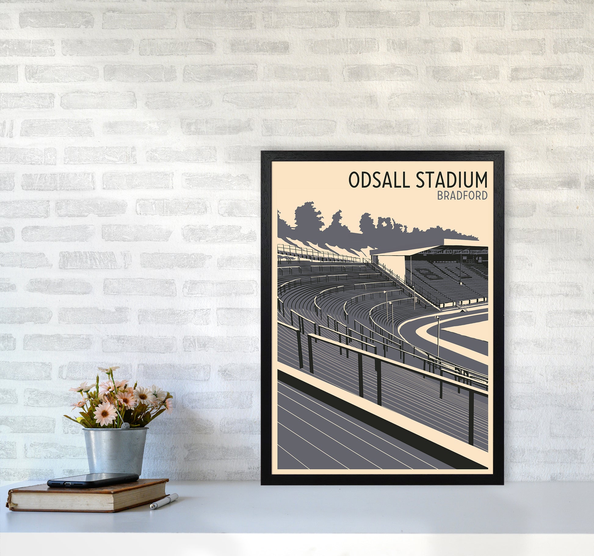 Odsal Stadium, Bradford Travel Art Print by Richard O'Neill A2 White Frame