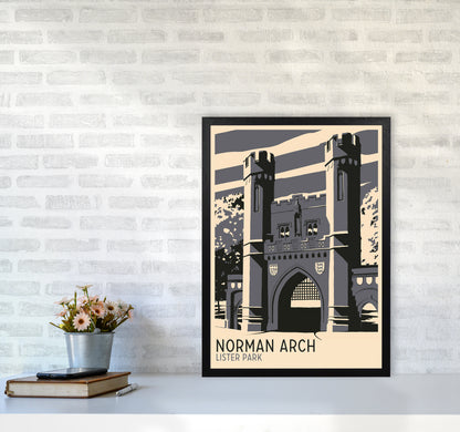 Norman Arch, Lister Park Travel Art Print by Richard O'Neill A2 White Frame