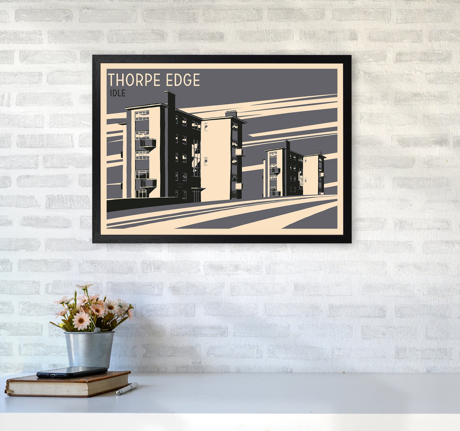 Thorpe Edge, Idle Travel Art Print by Richard O'Neill A2 White Frame