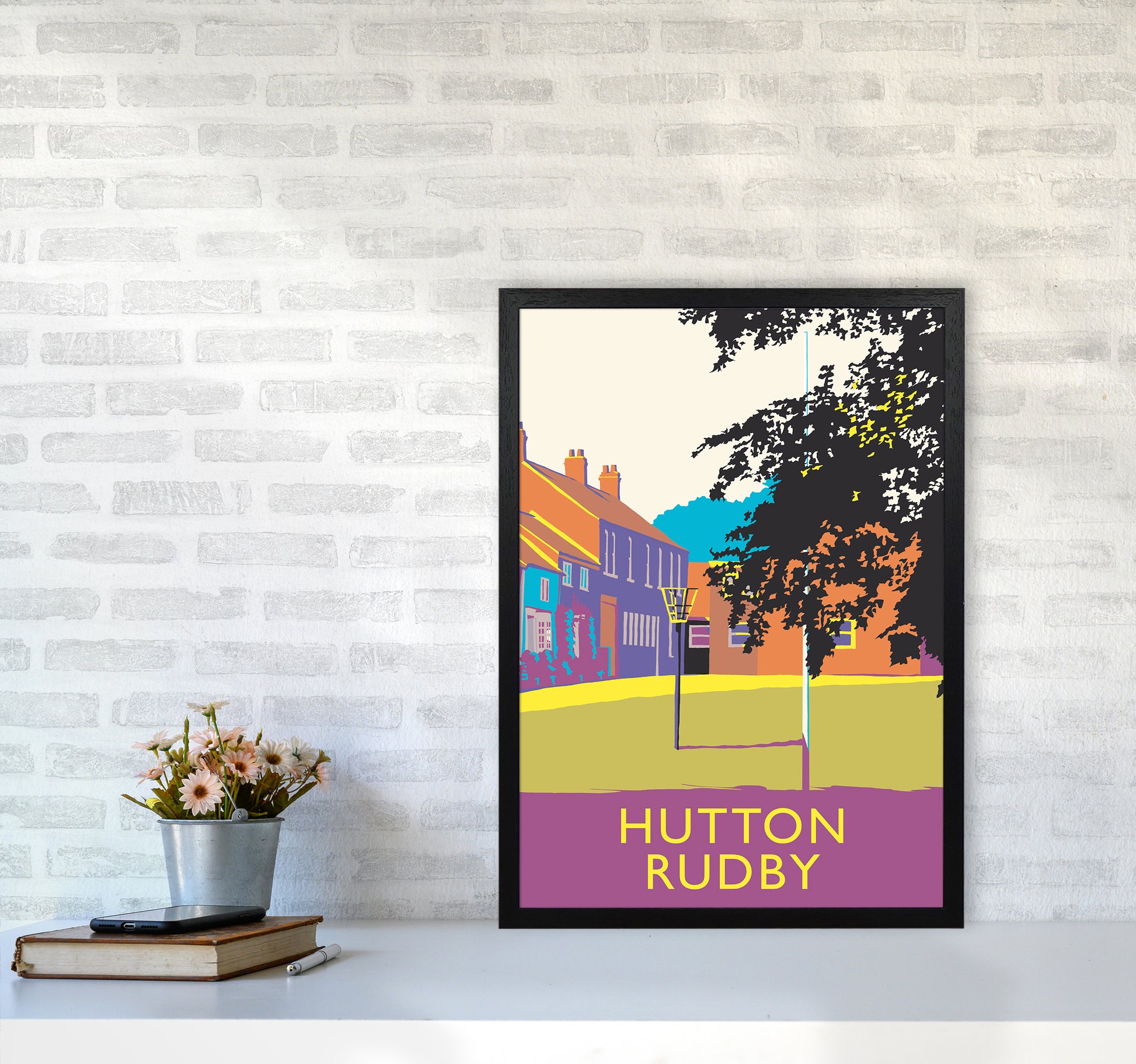 Hutton Rudby portrait Travel Art Print by Richard O'Neill A2 White Frame