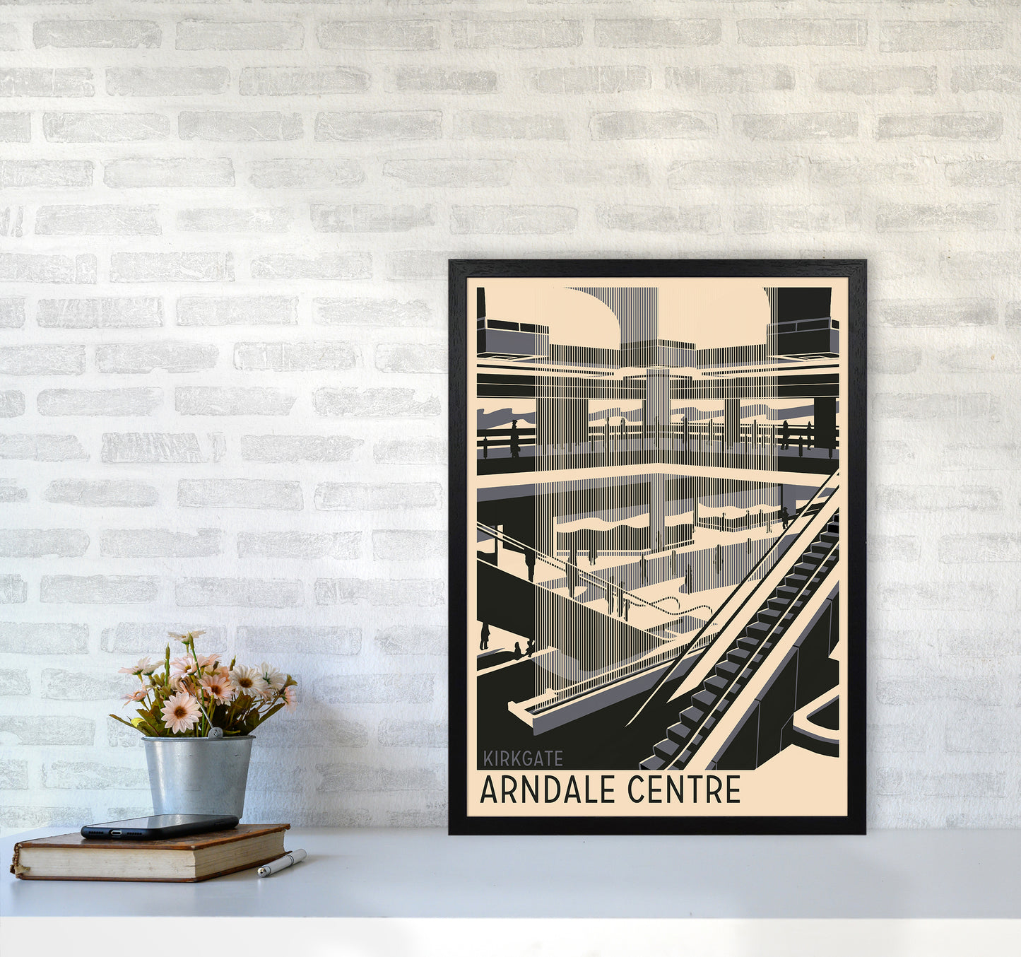 Kirkgate Arndale Centre Travel Art Print by Richard O'Neill A2 White Frame