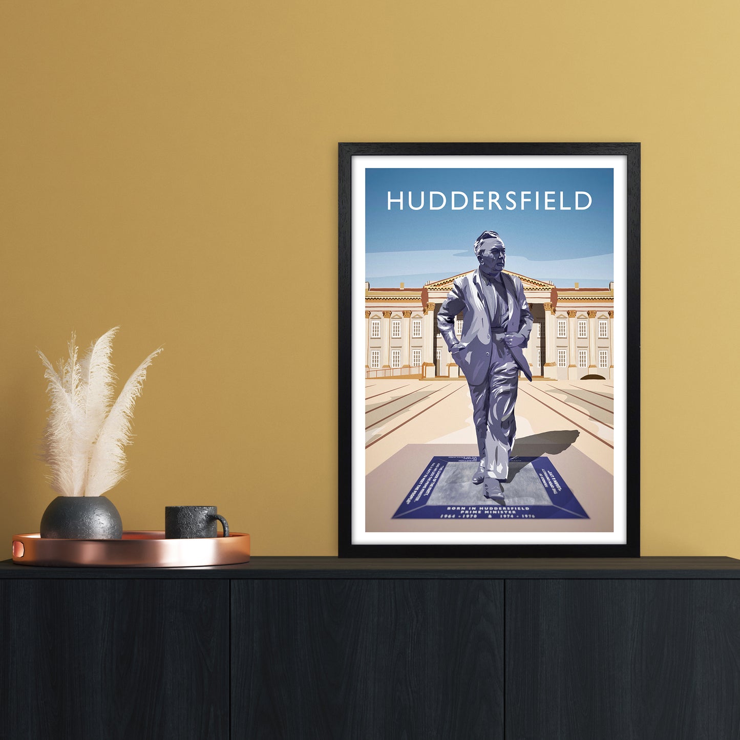 Huddersfield Portrait Travel Art Print by Richard O'Neill A2 White Frame