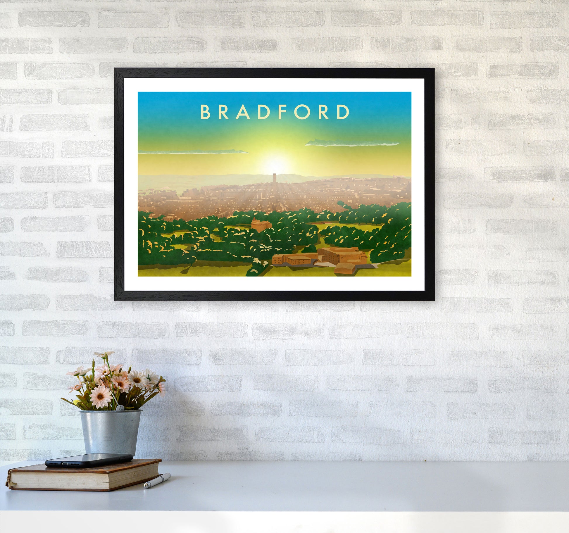 Bradford 2 Travel Art Print by Richard O'Neill A2 White Frame