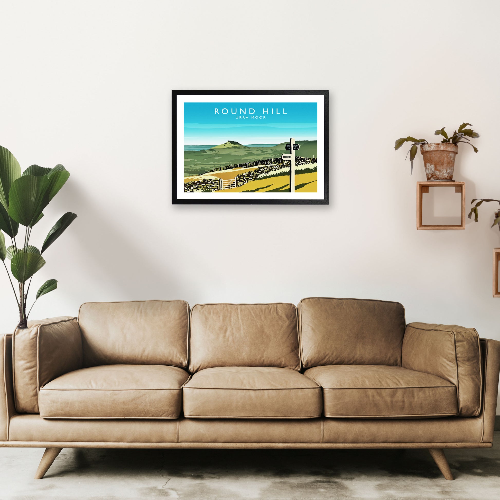 Round Hill Travel Art Print by Richard O'Neill A2 White Frame