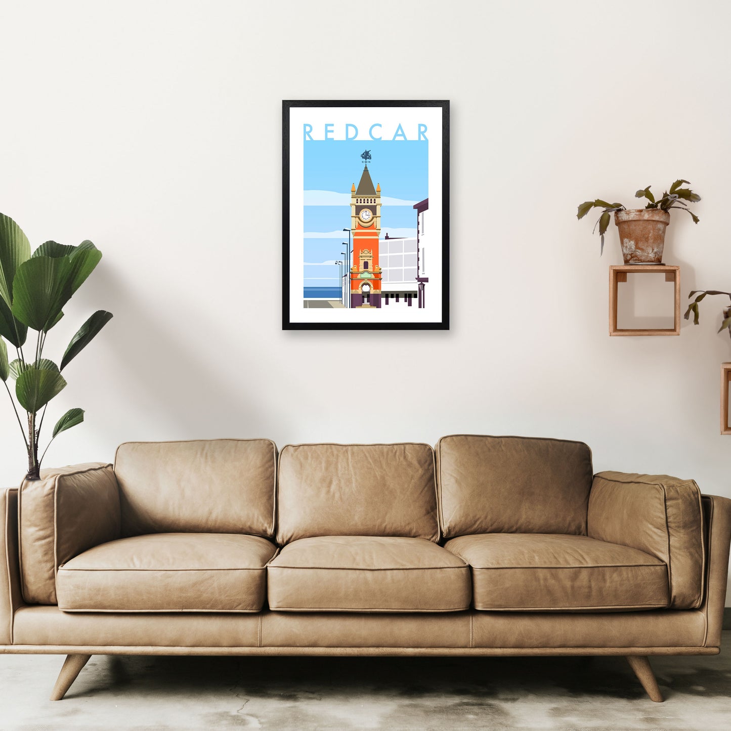 Redcar 3 Travel Art Print by Richard O'Neill A2 White Frame