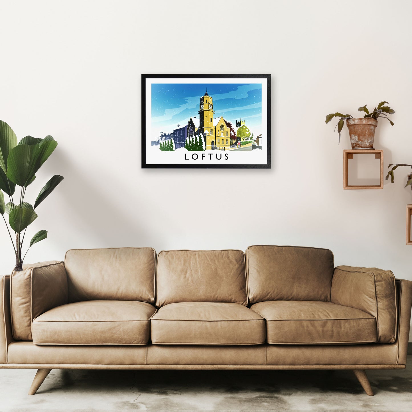 Loftus (Snow) Travel Art Print by Richard O'Neill A2 White Frame