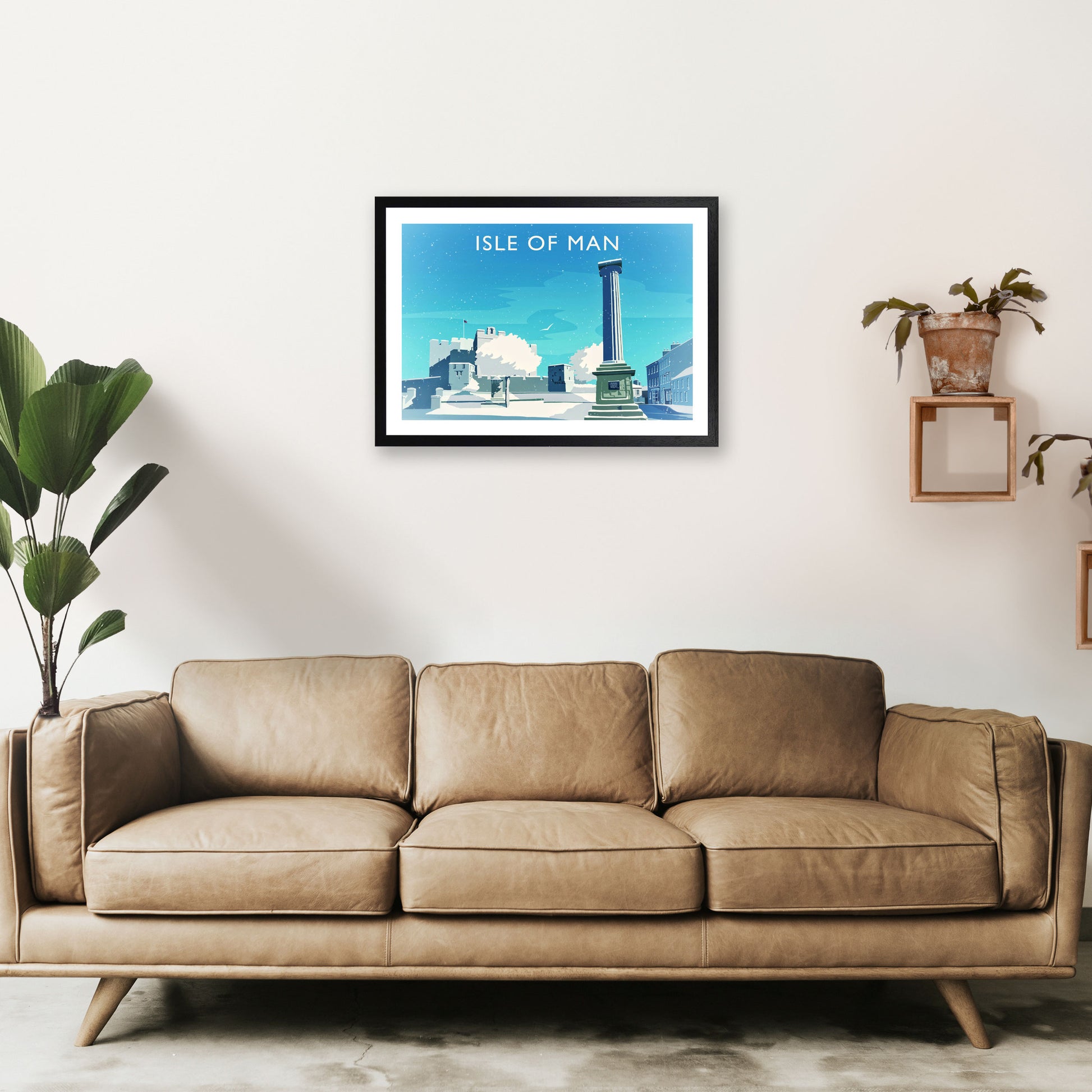 Isle Of Man (Snow) Travel Art Print by Richard O'Neill A2 White Frame