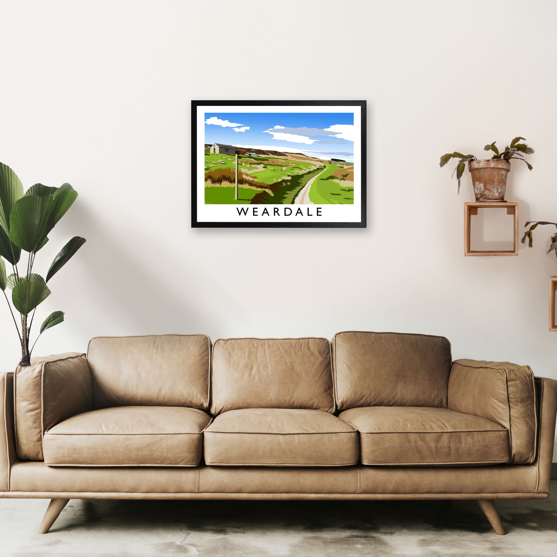 Weardale Travel Art Print by Richard O'Neill A2 White Frame