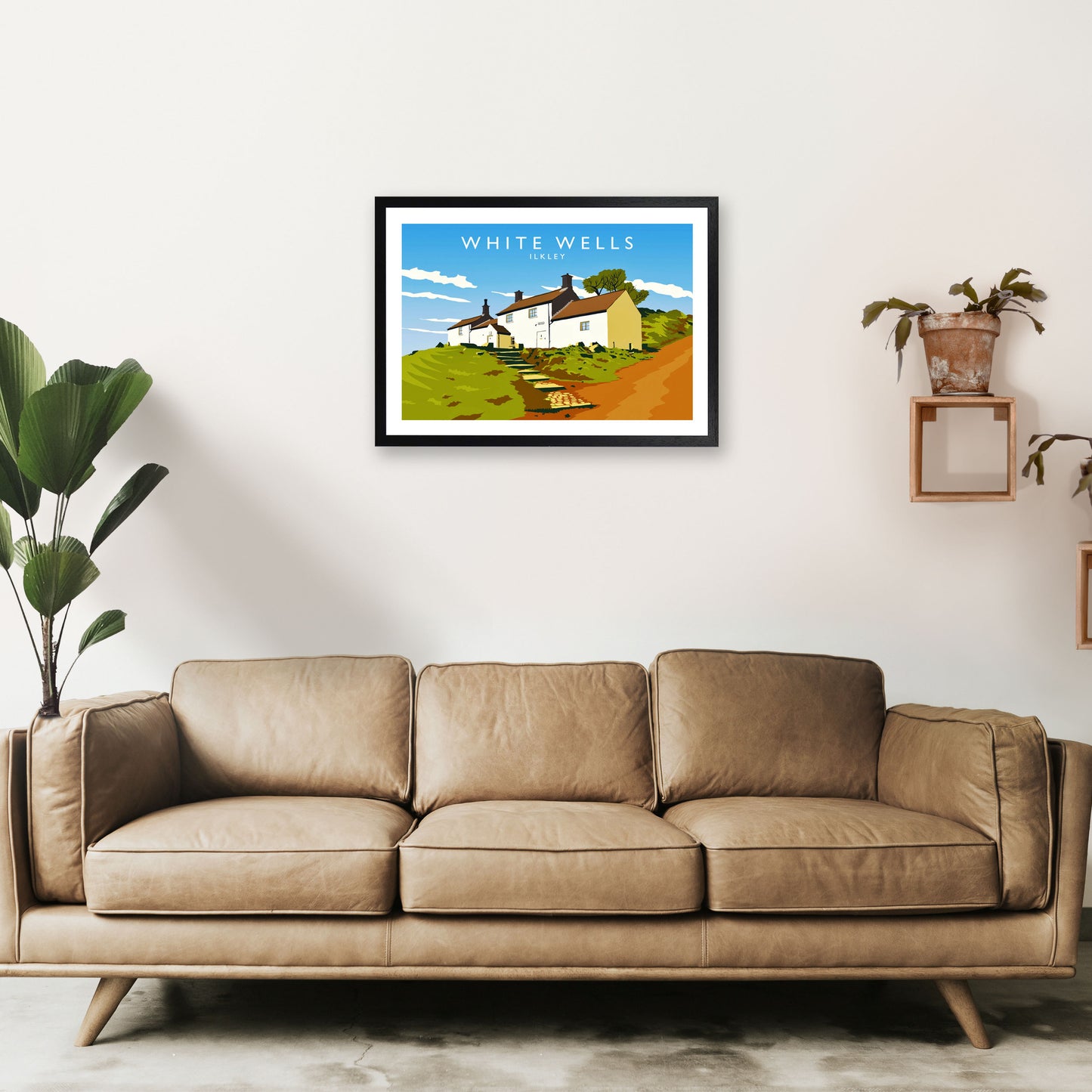 White Wells Travel Art Print by Richard O'Neill A2 White Frame