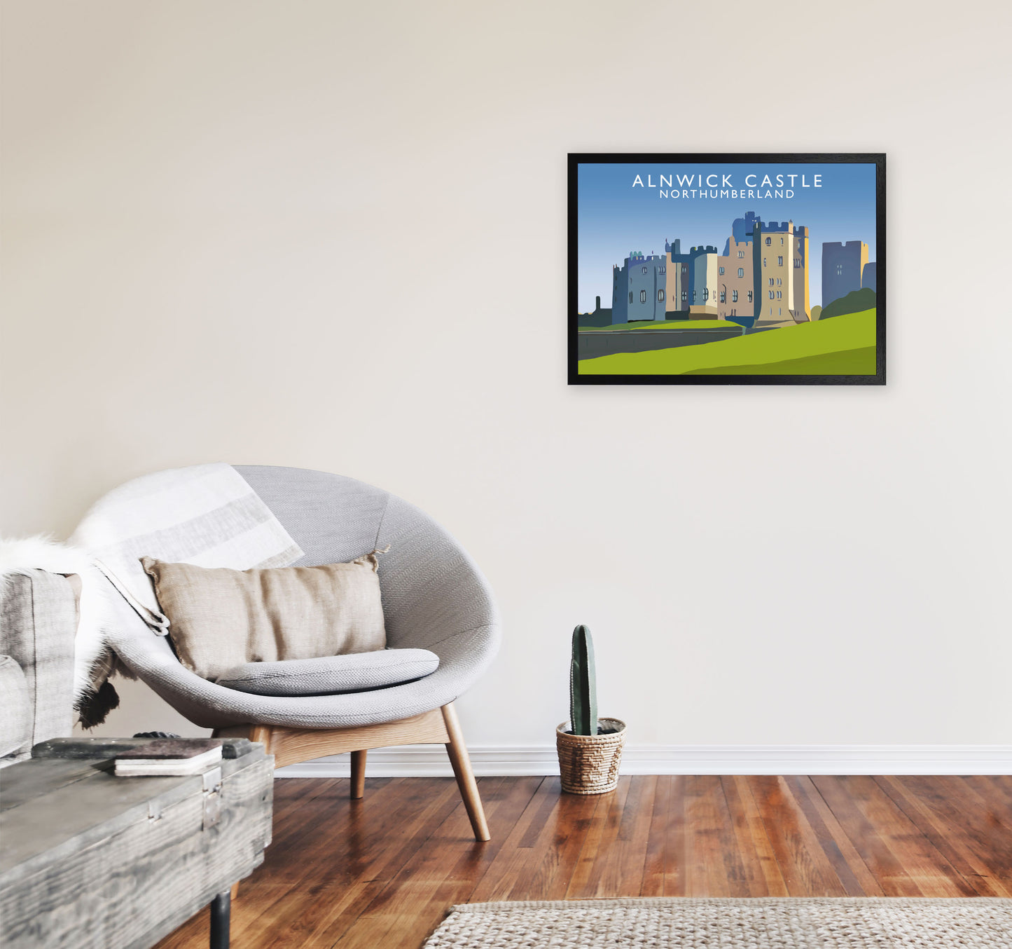 Alnwick Castle Northumberland Art Print by Richard O'Neill A2 White Frame