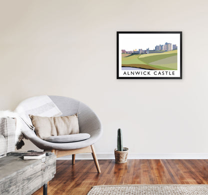 Alnwick Castle Framed Digital Art Print by Richard O'Neill A2 White Frame