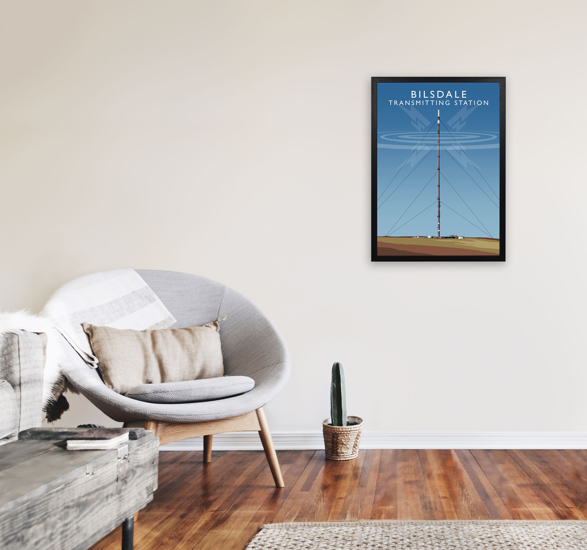 Bilsdale Transmitting Station Framed Digital Art Print by Richard O'Neill A2 White Frame