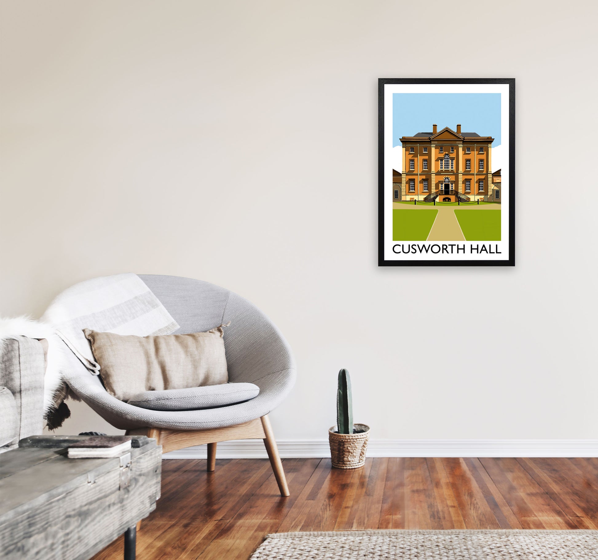 Cusworth Hall Framed Digital Art Print by Richard O'Neill A2 White Frame