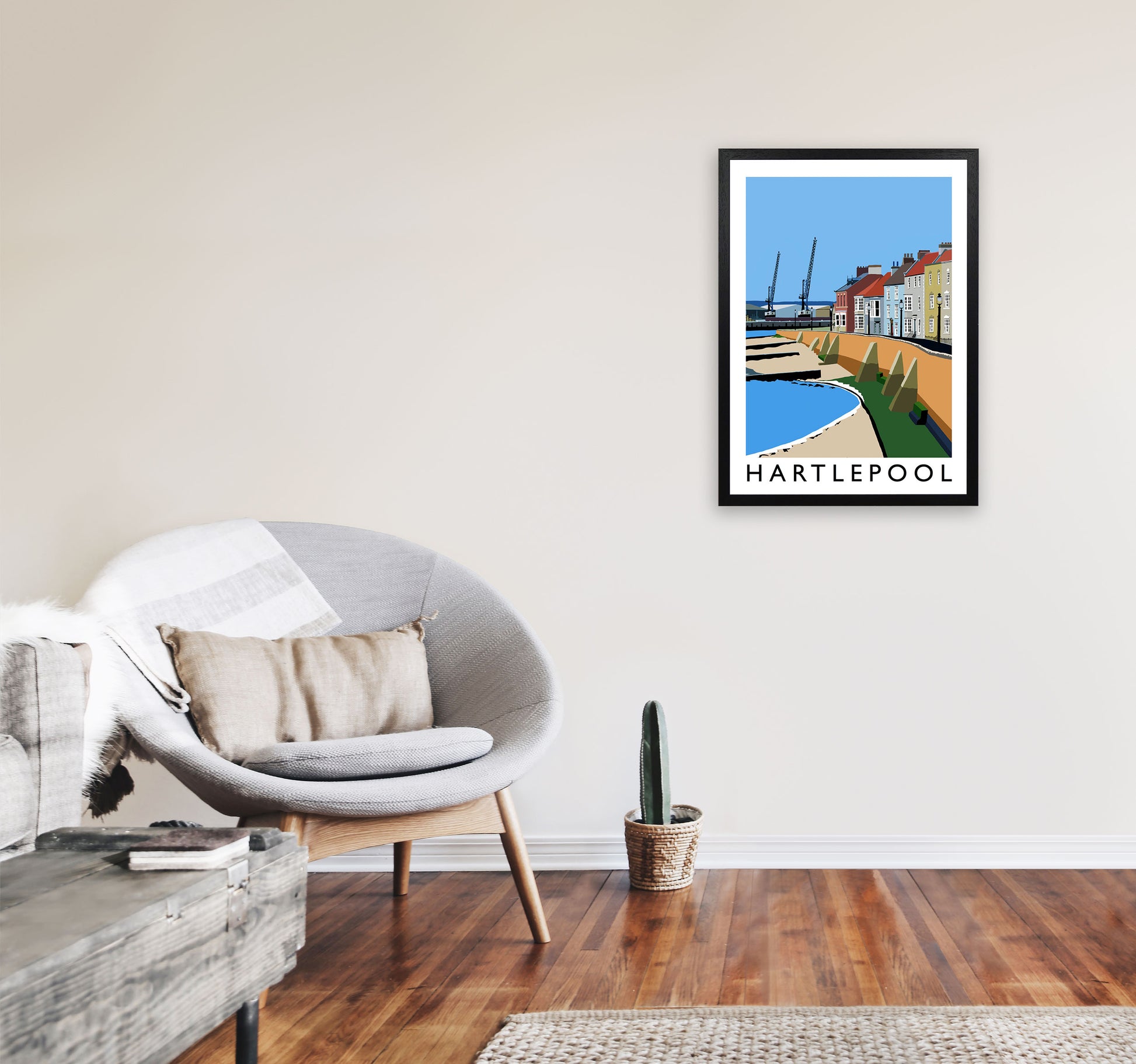 Hartlepool Framed Digital Art Print by Richard O'Neill A2 White Frame