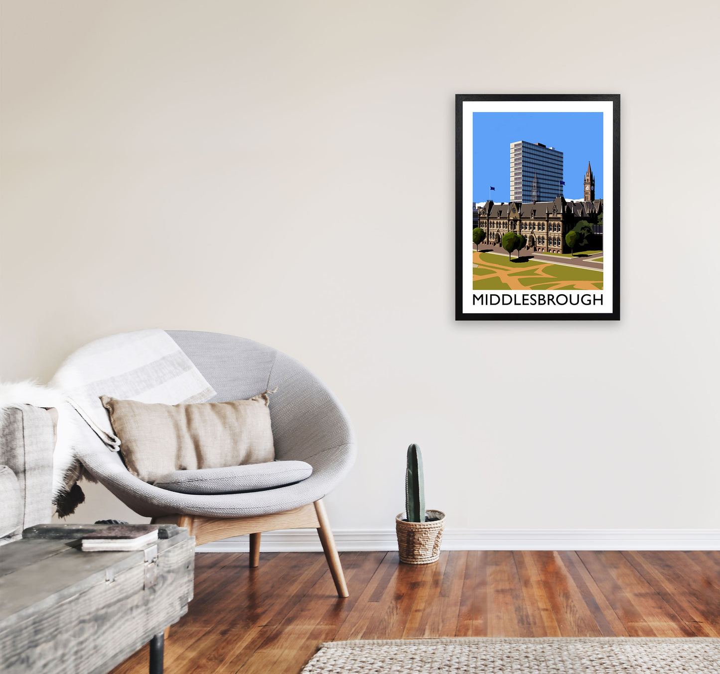 Middlesbrough Art Print by Richard O'Neill A2 White Frame