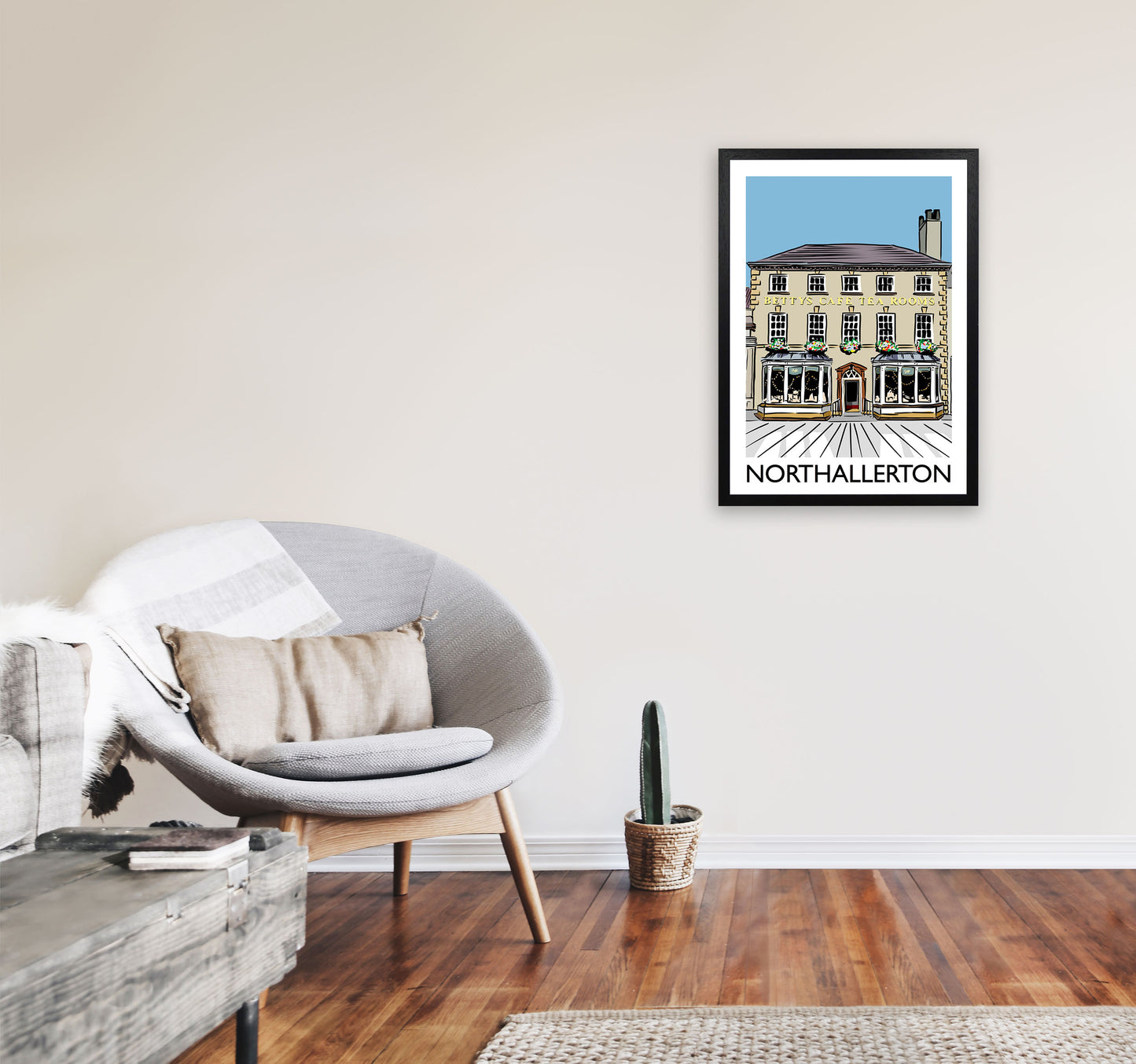 Northallerton Art Print by Richard O'Neill A2 White Frame