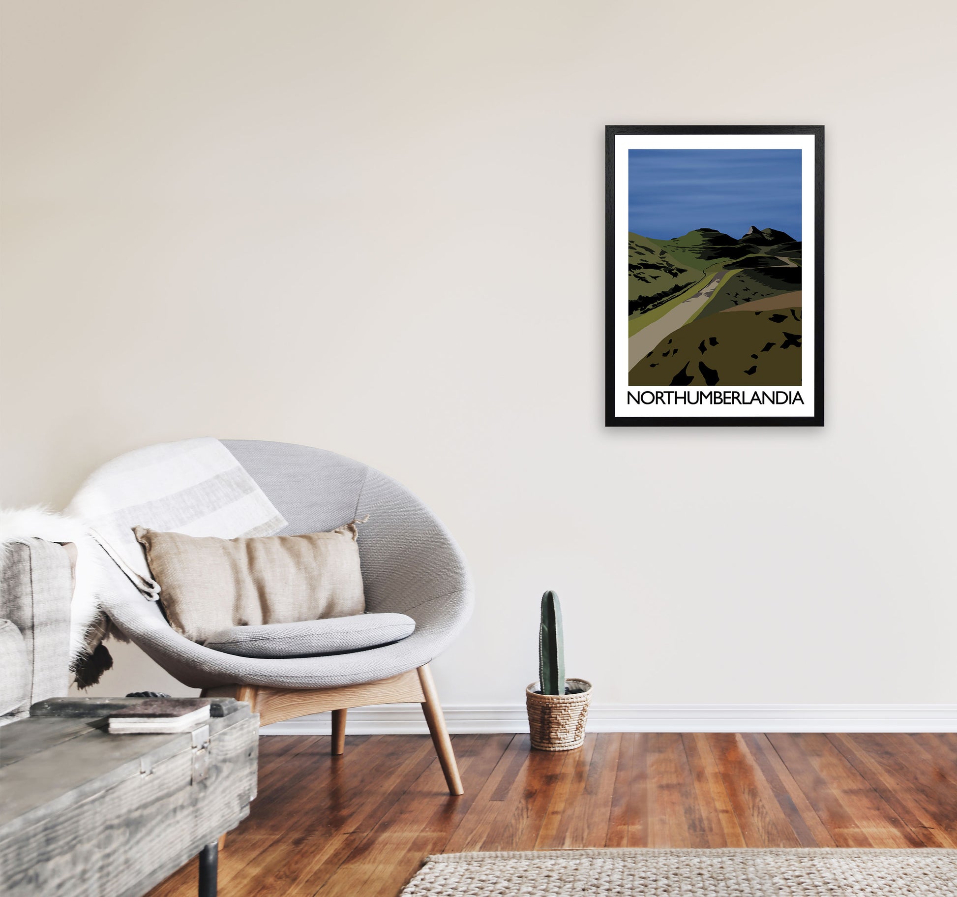 Northumberlandia Art Print by Richard O'Neill A2 White Frame