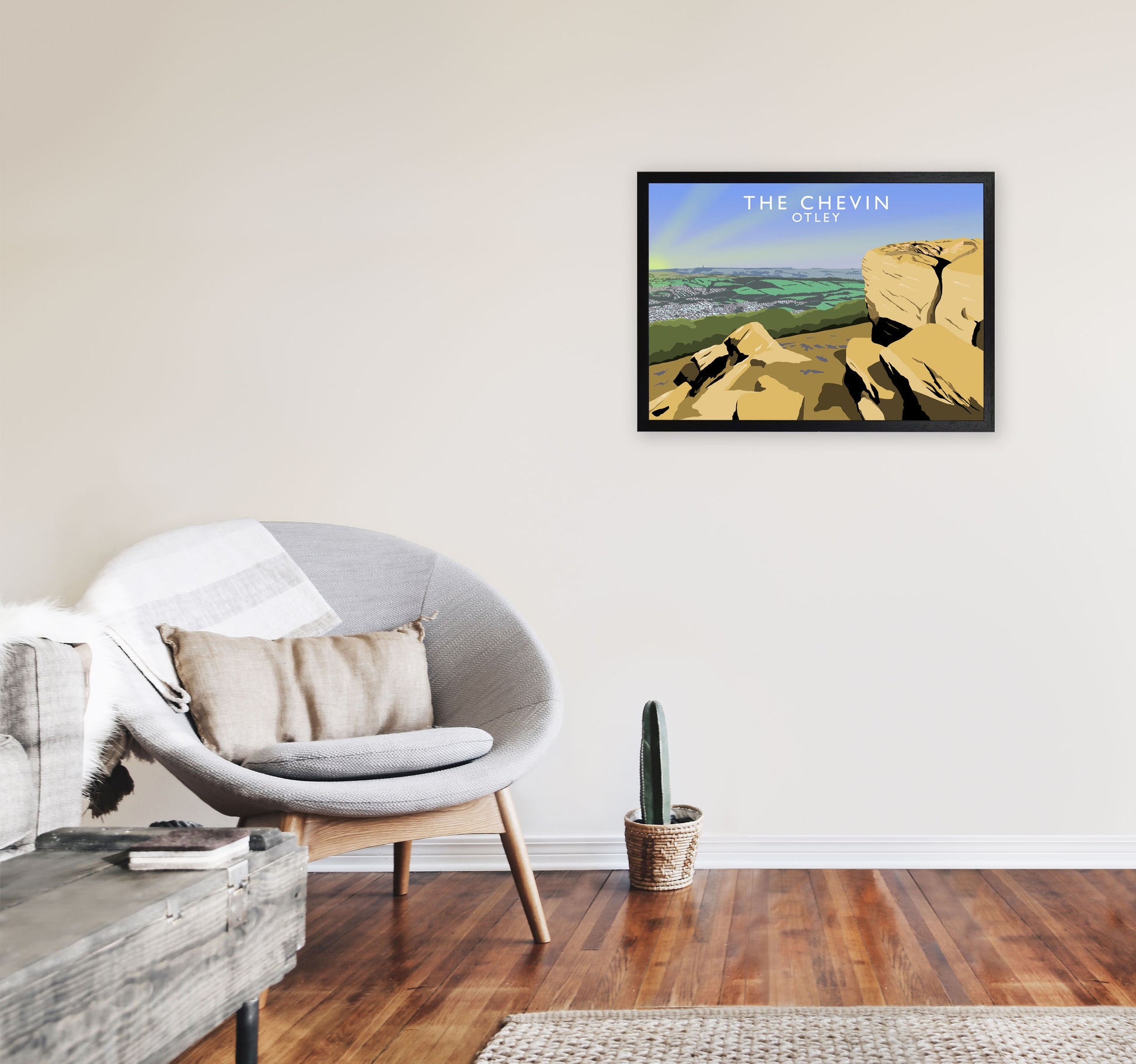 The Chevin Otley Art Print by Richard O'Neill A2 White Frame