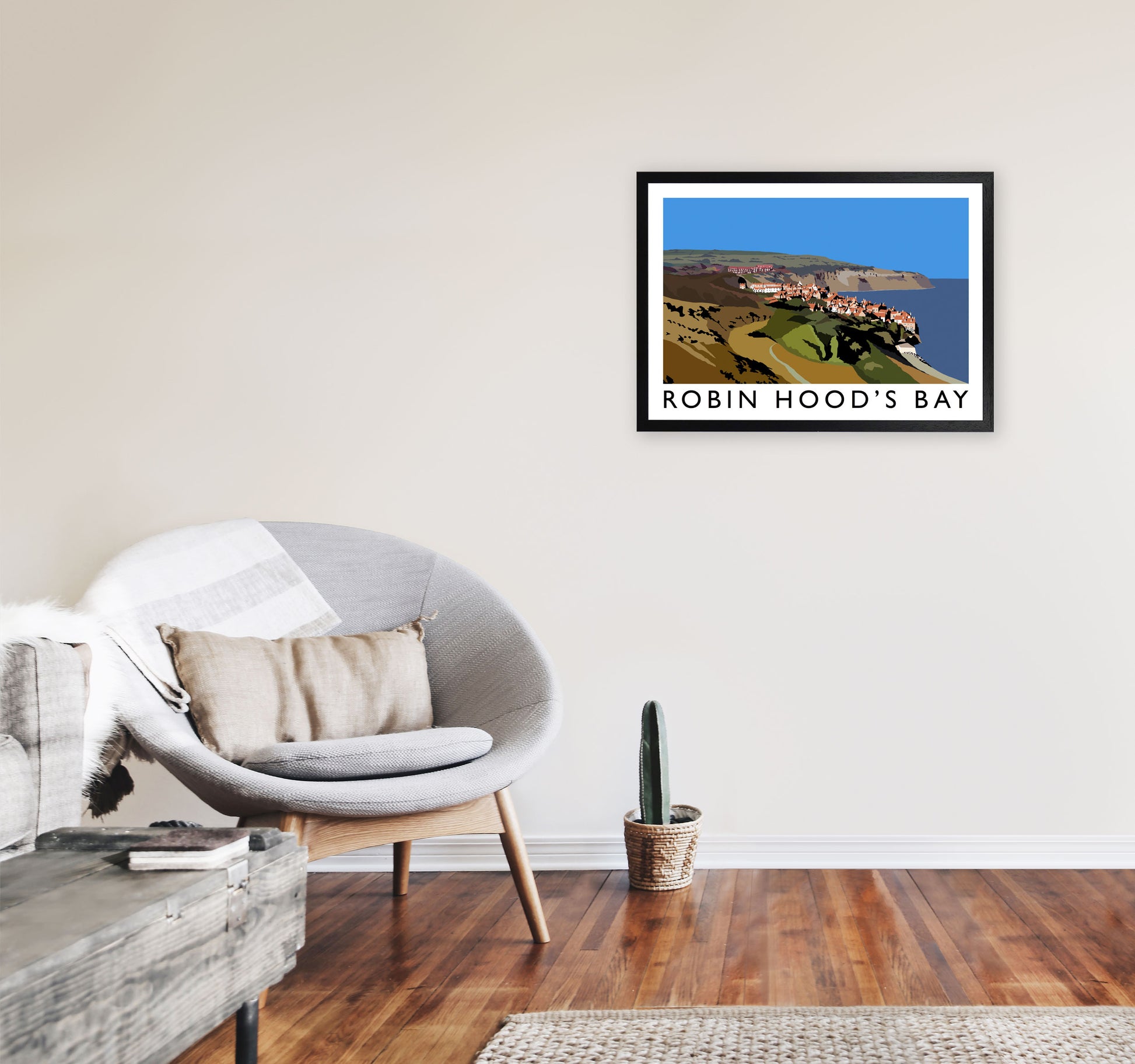 Robin Hood's Bay Art Print by Richard O'Neill A2 White Frame