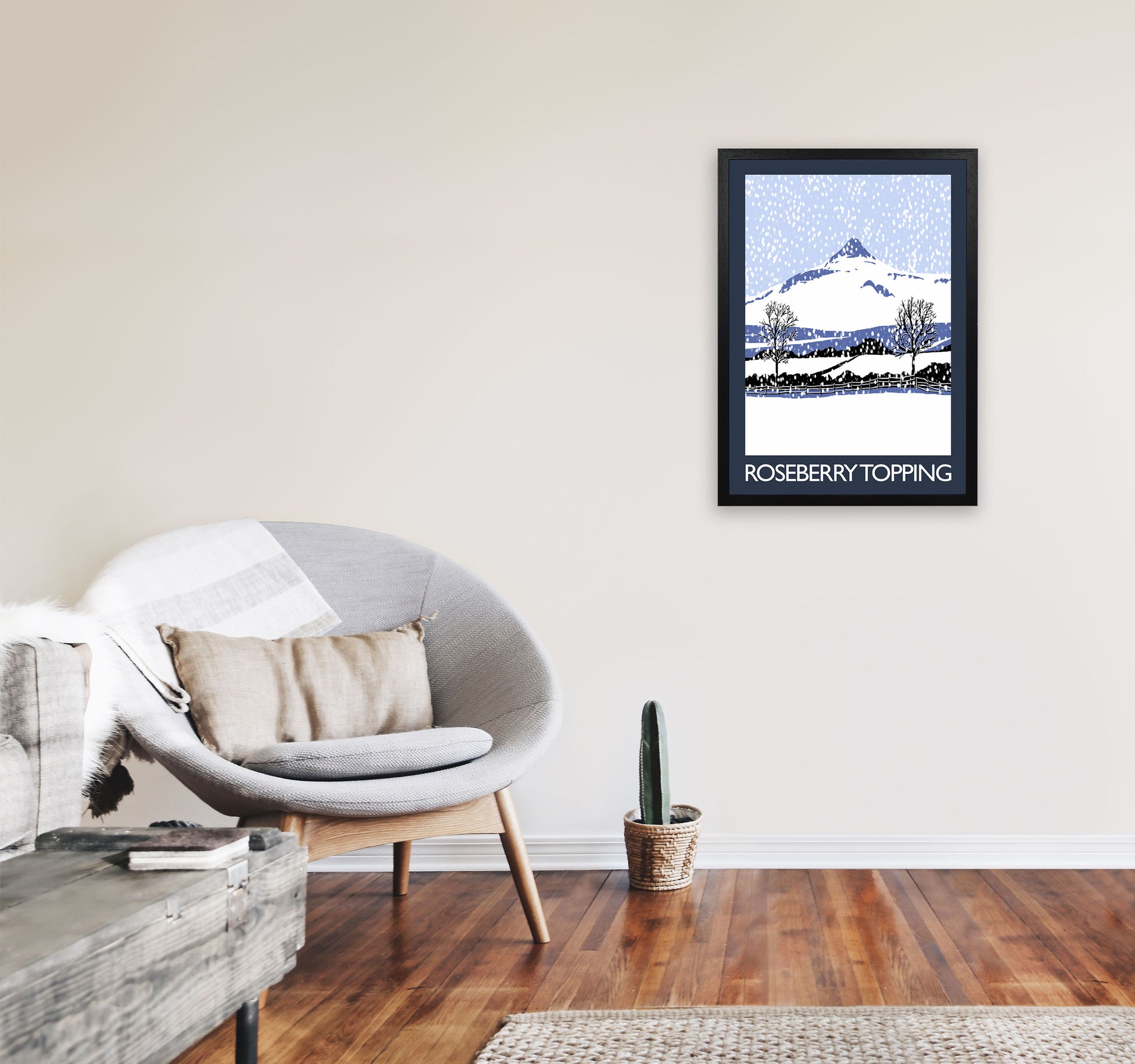 Roseberry Topping 1 Art Print by Richard O'Neill A2 White Frame