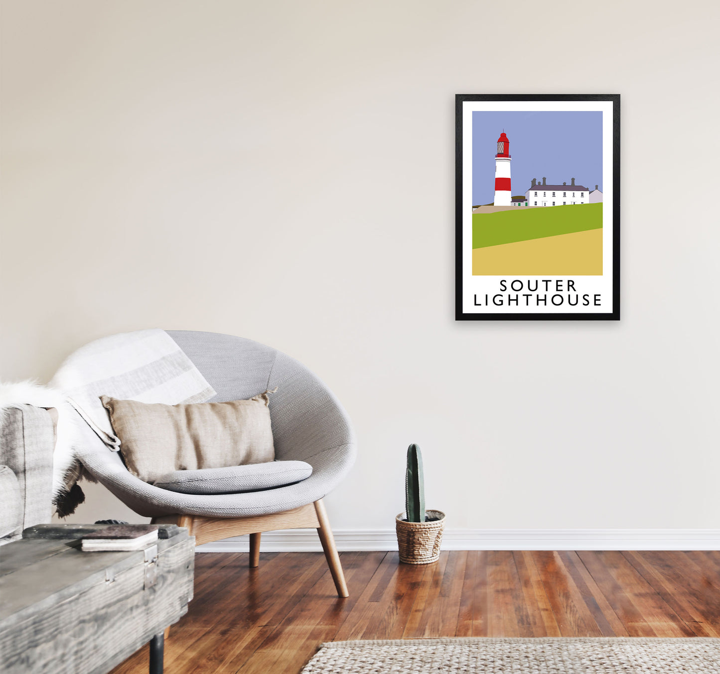 Souter Lighthouse Framed Digital Art Print by Richard O'Neill A2 White Frame