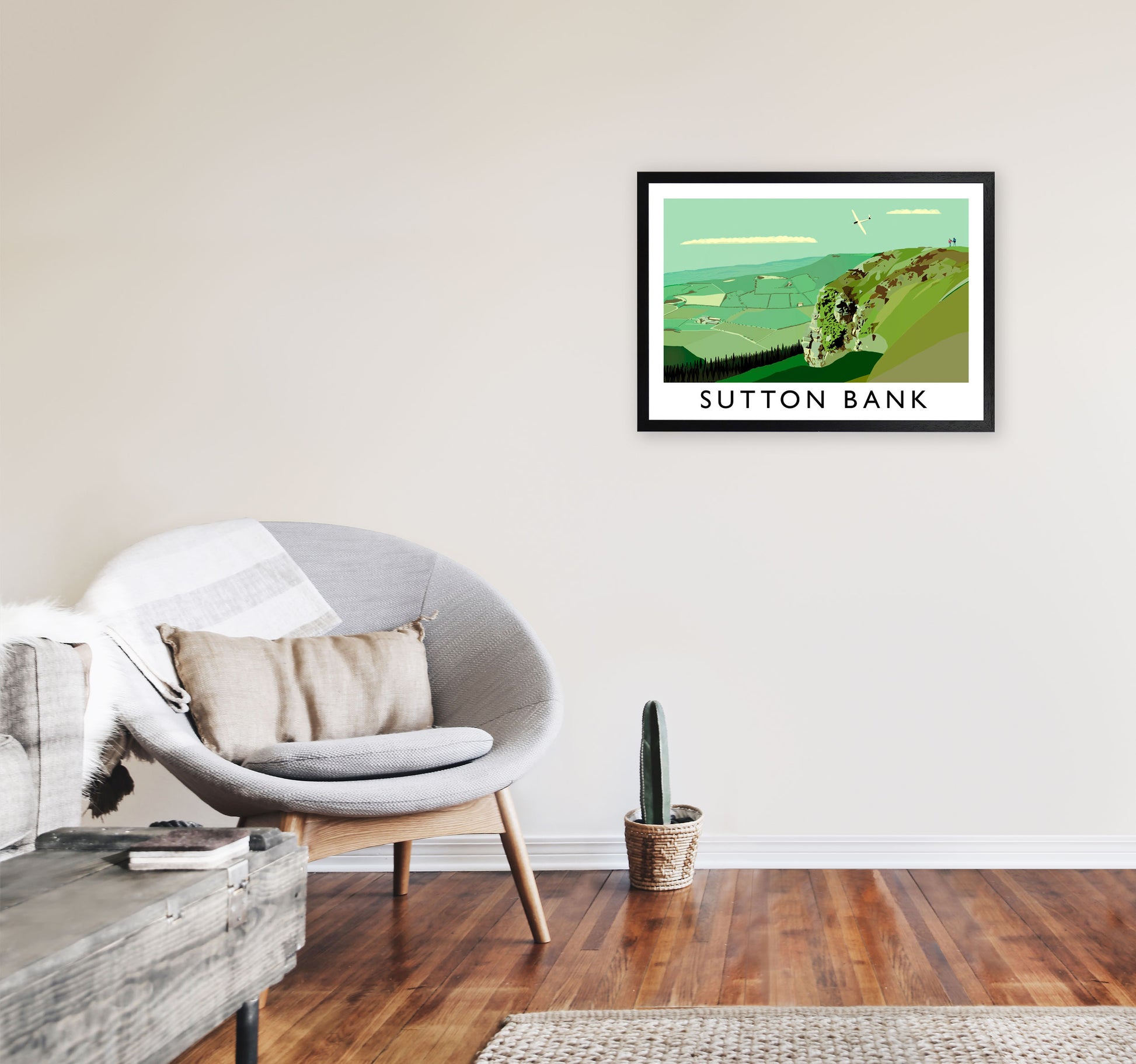 Sutton Bank Art Print by Richard O'Neill A2 White Frame