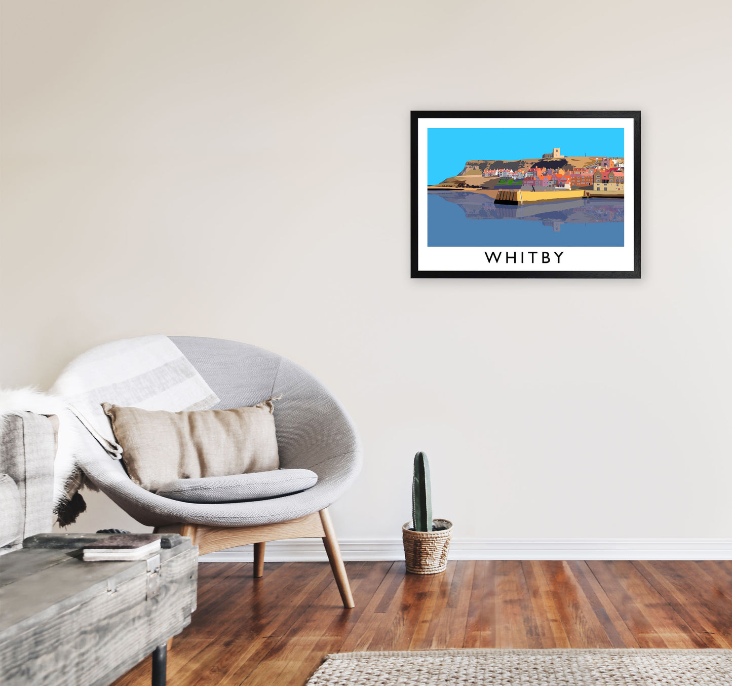 Whitby Framed Digital Art Print by Richard O'Neill A2 White Frame