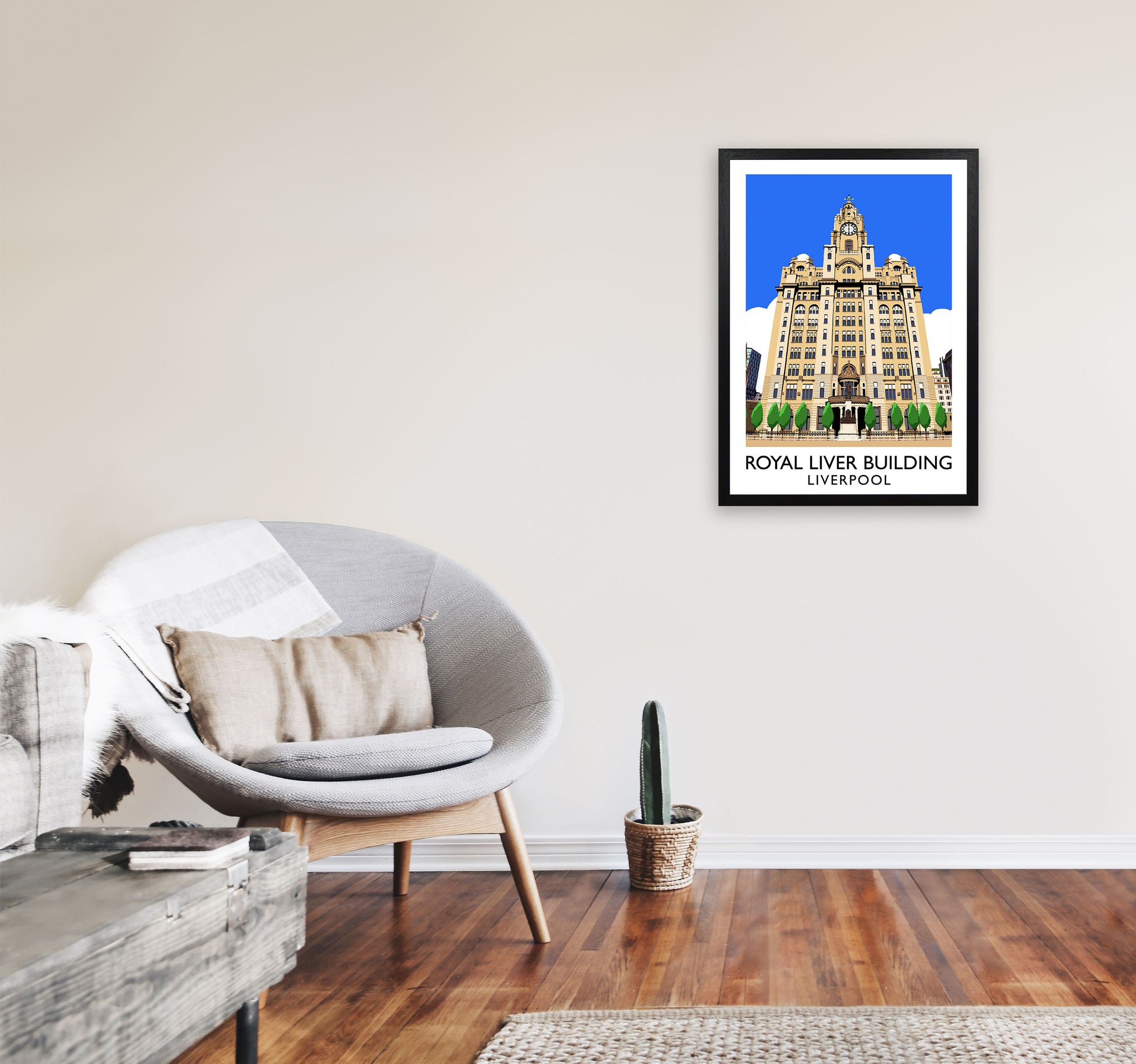 Royal Liver Building by Richard O'Neill A2 White Frame