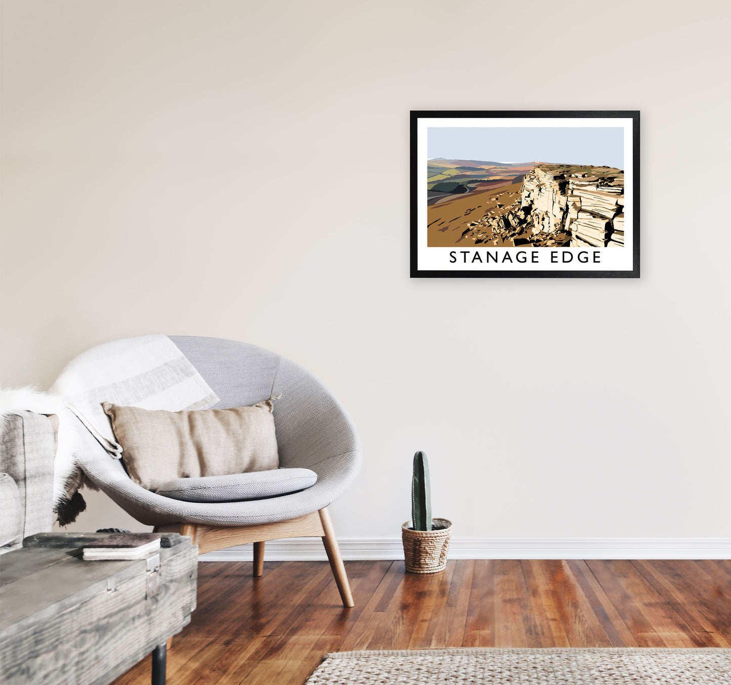 Stanage Edge by Richard O'Neill A2 White Frame