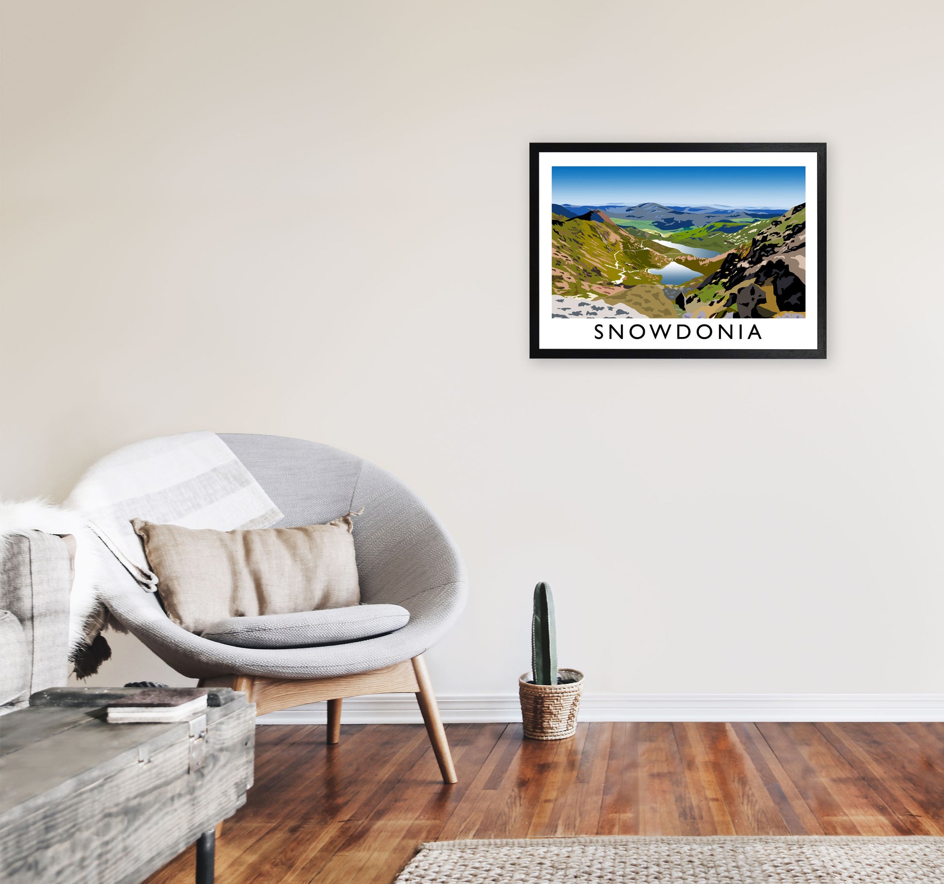 Snowdonia Framed Digital Art Print by Richard O'Neill A2 White Frame