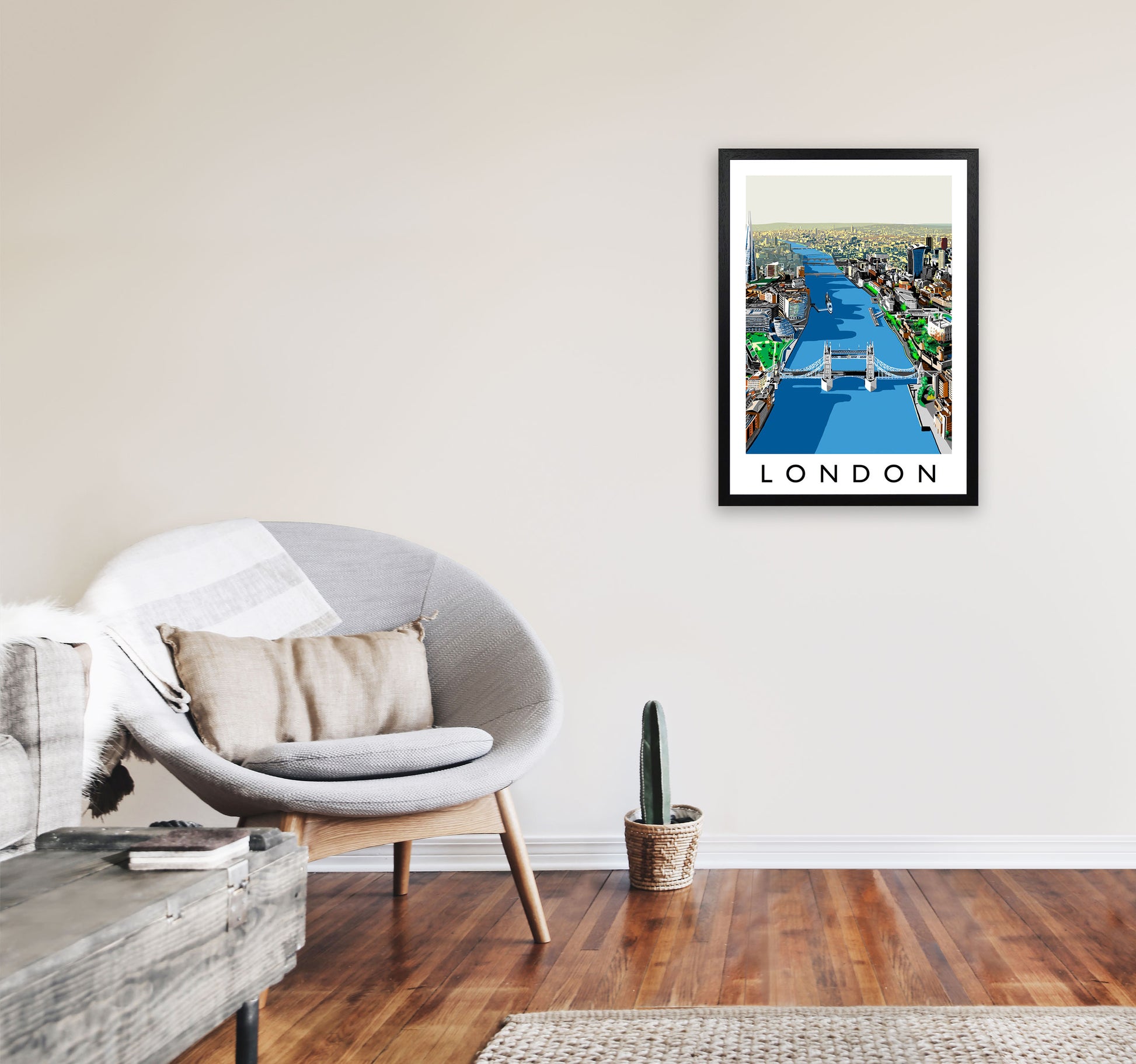 London Travel Art Print by Richard O'Neill A2 White Frame