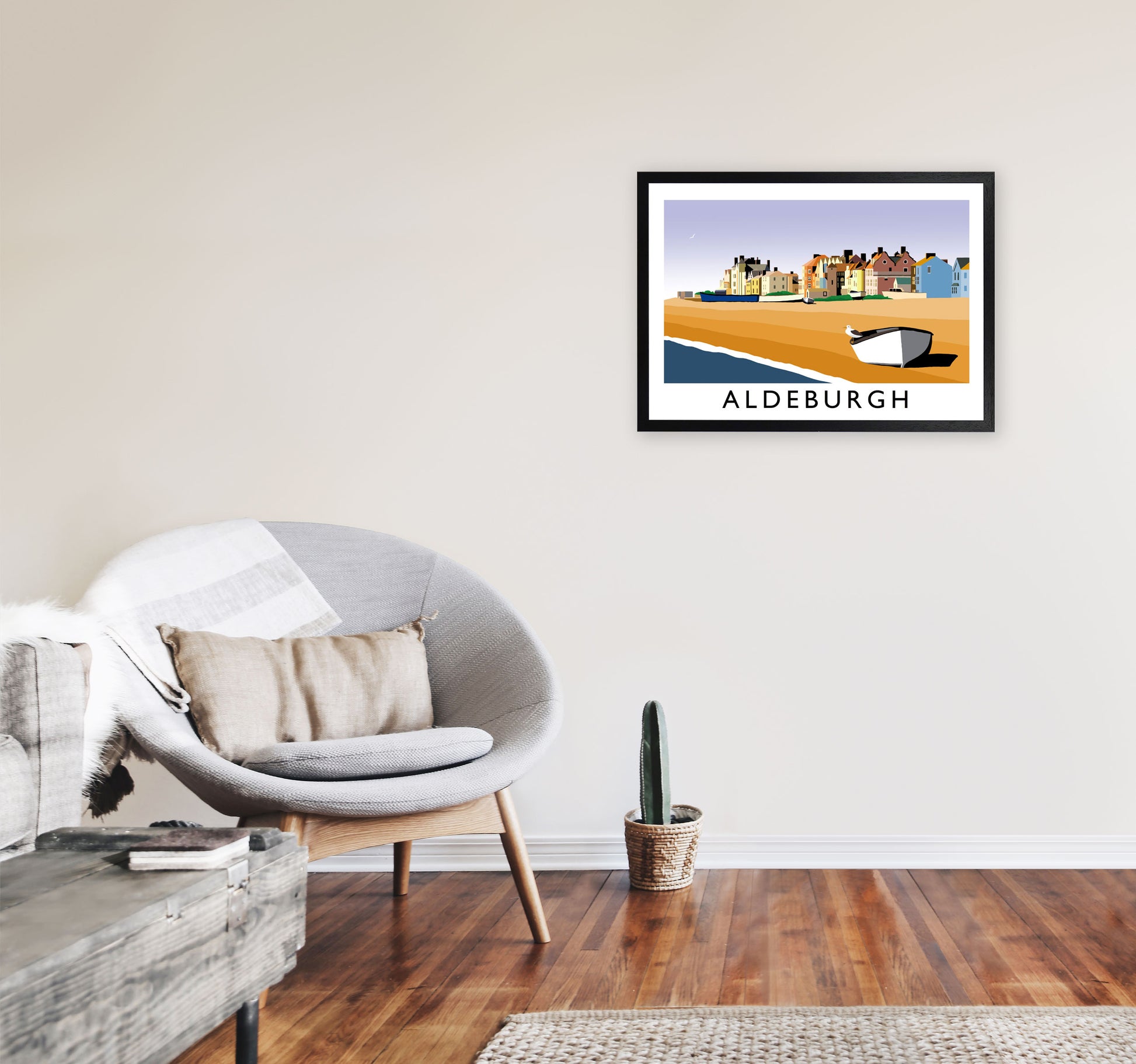 Aldeburgh Art Print by Richard O'Neill A2 White Frame