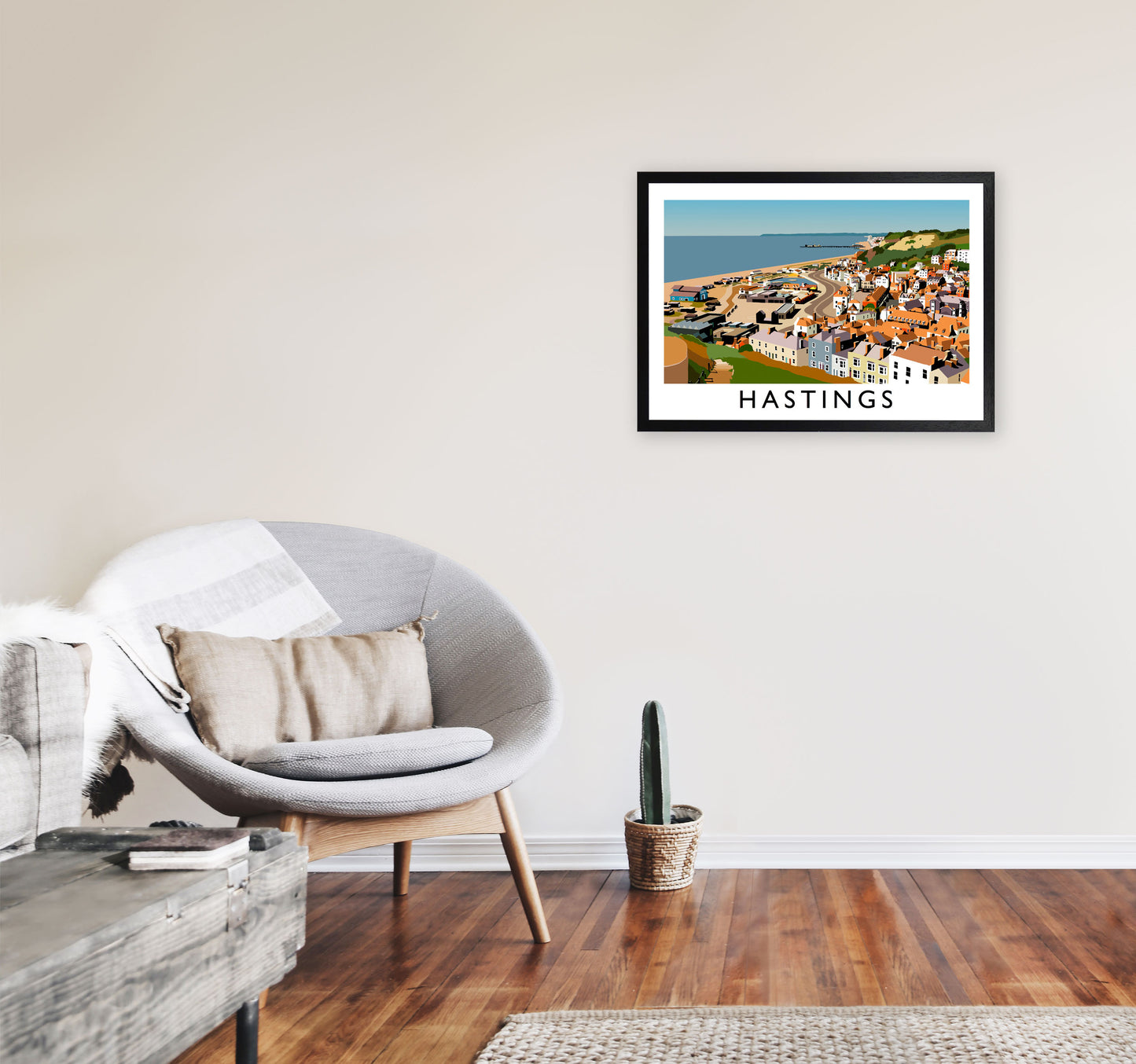 Hastings Framed Digital Art Print by Richard O'Neill A2 White Frame