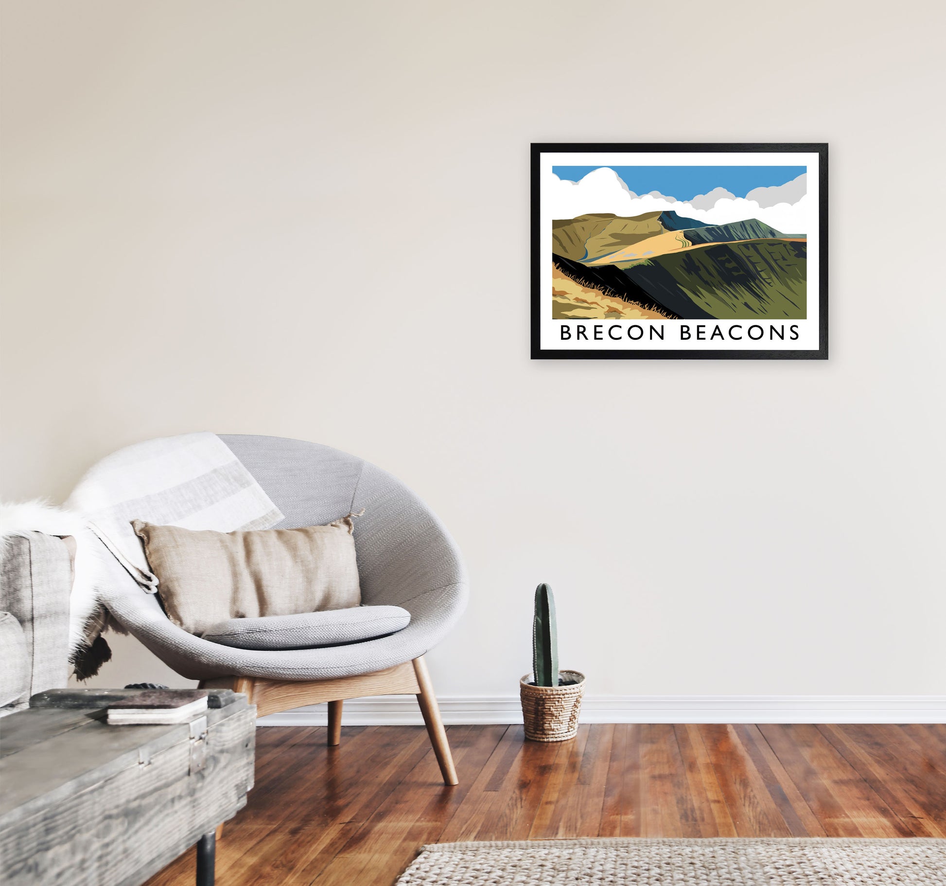 Brecon Beacons Framed Digital Art Print by Richard O'Neill A2 White Frame