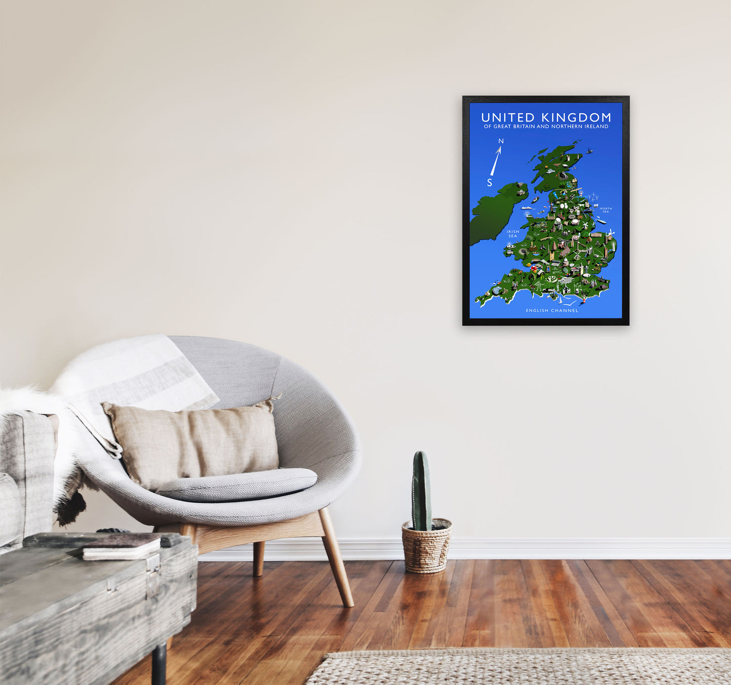 United Kingdom Art Print by Richard O'Neill A2 White Frame