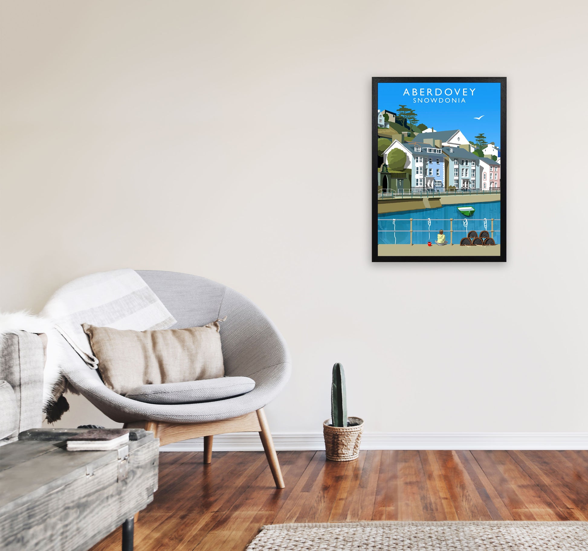 Aberdovey Snowdonia Art Print by Richard O'Neill A2 White Frame