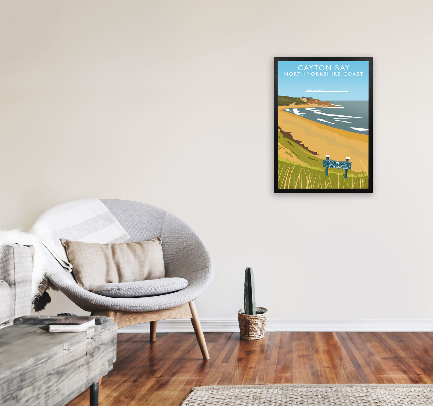 Cayton Bay North Yorkshire Coast Portrait Framed Digital Art Print by Richard O'Neill A2 White Frame