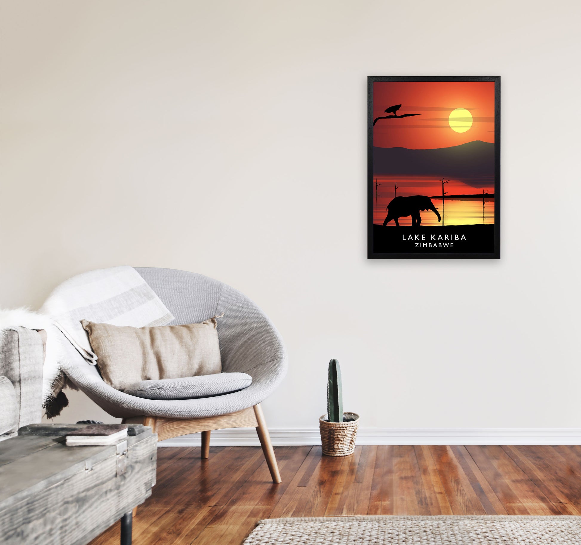 Lake Kariba (Portrait) by Richard O'Neill A2 White Frame