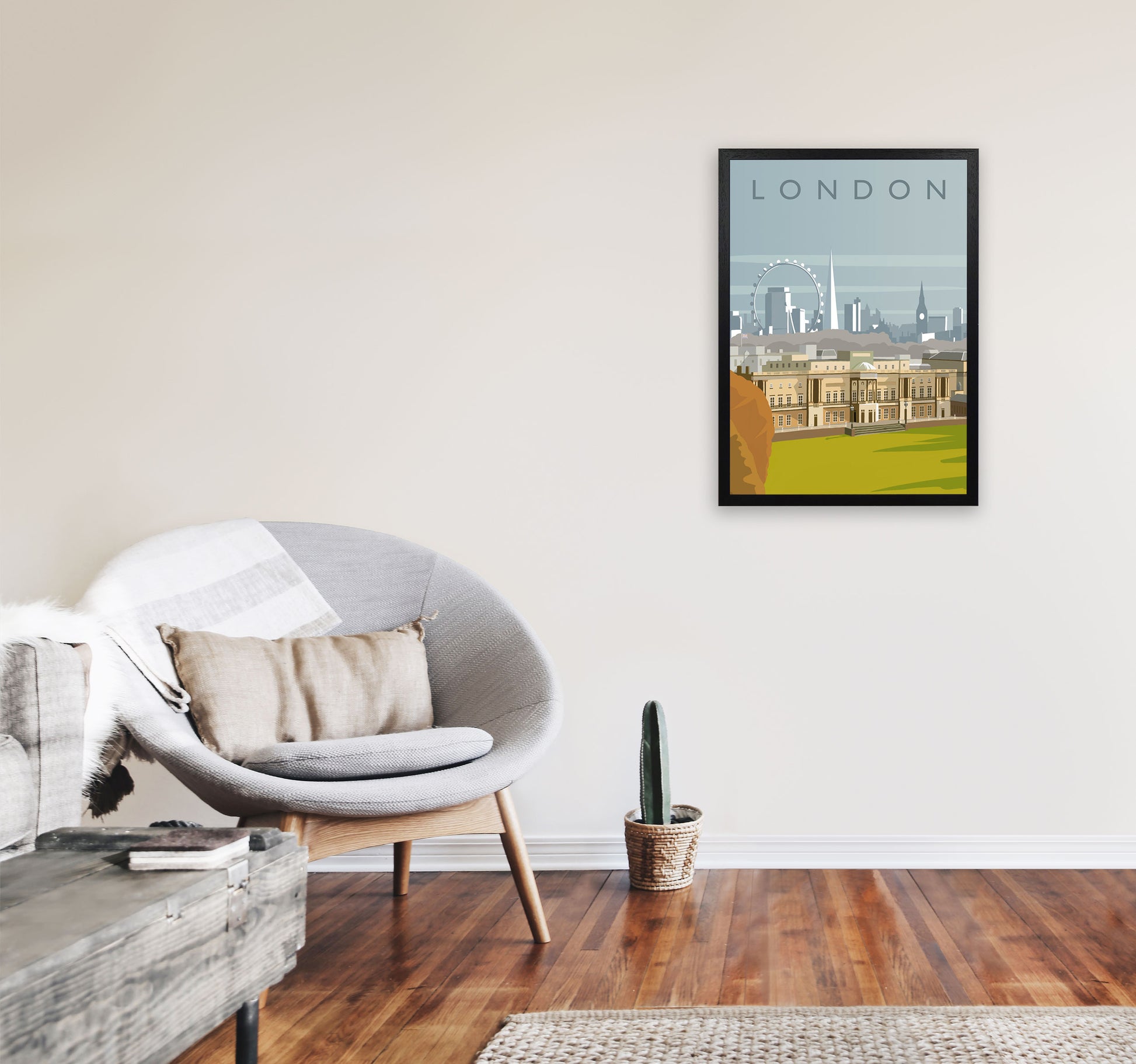 London (Portrait) by Richard O'Neill A2 White Frame