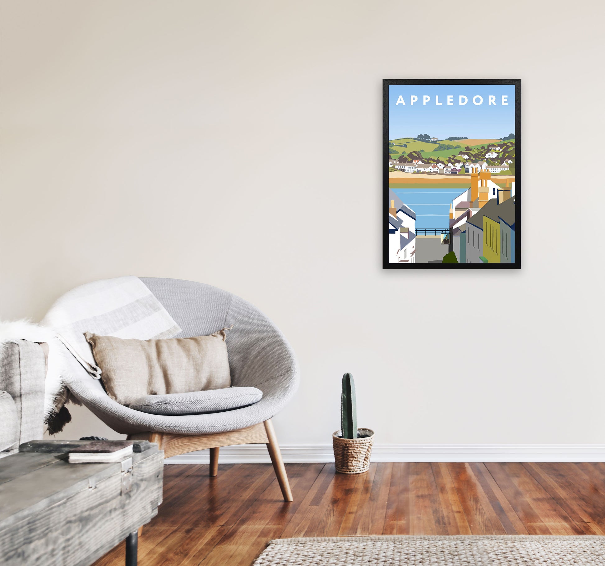 Appledore Framed Digital Art Print by Richard O'Neill A2 White Frame