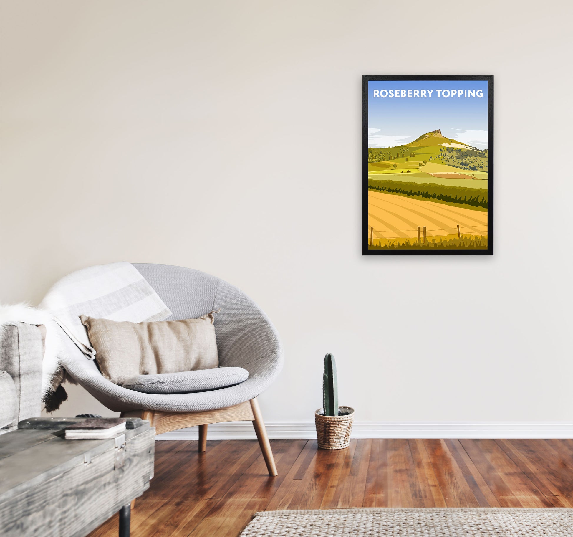 Roseberry Topping2 Portrait by Richard O'Neill A2 White Frame