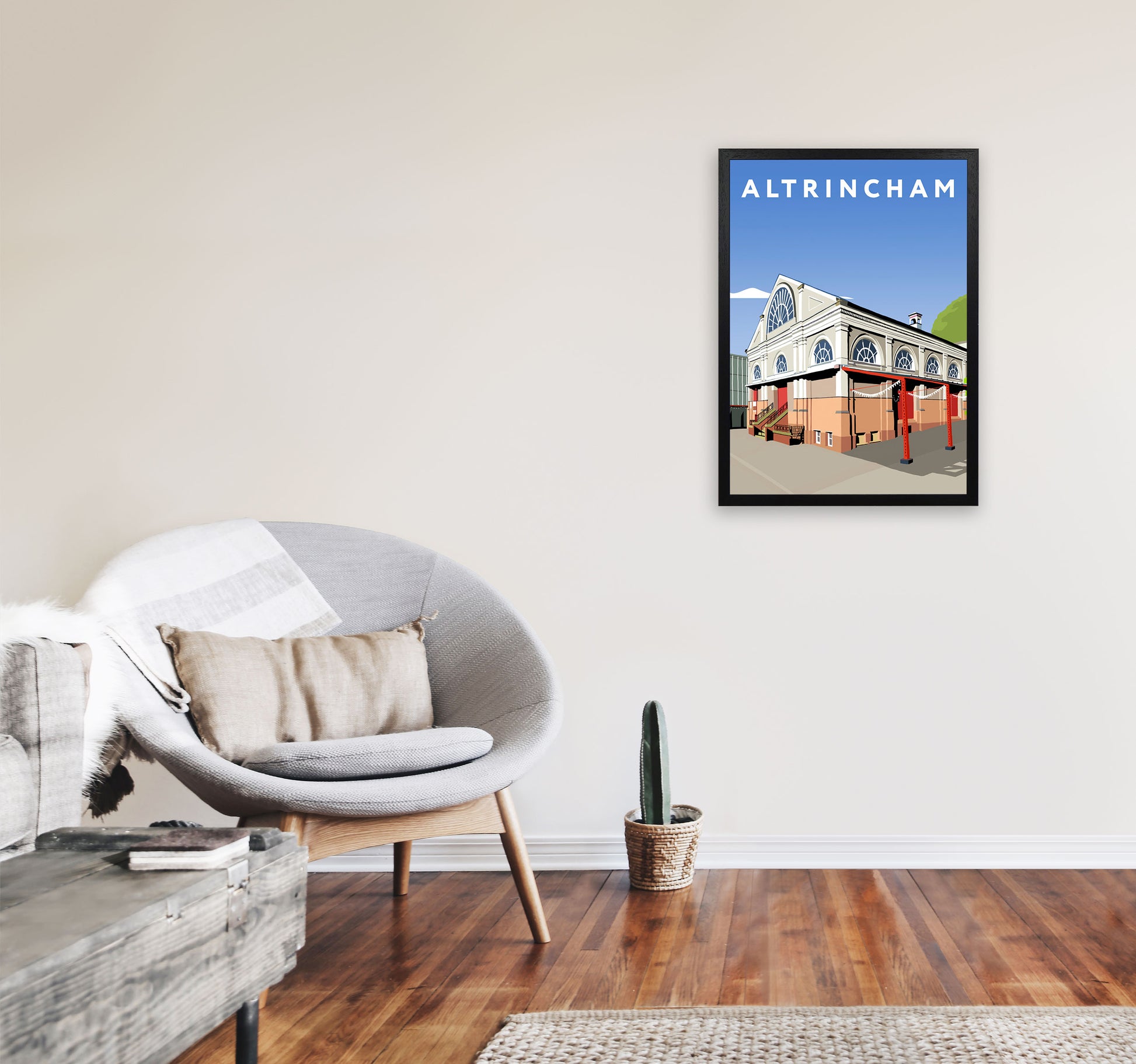 Altrincham Art Print by Richard O'Neill A2 White Frame