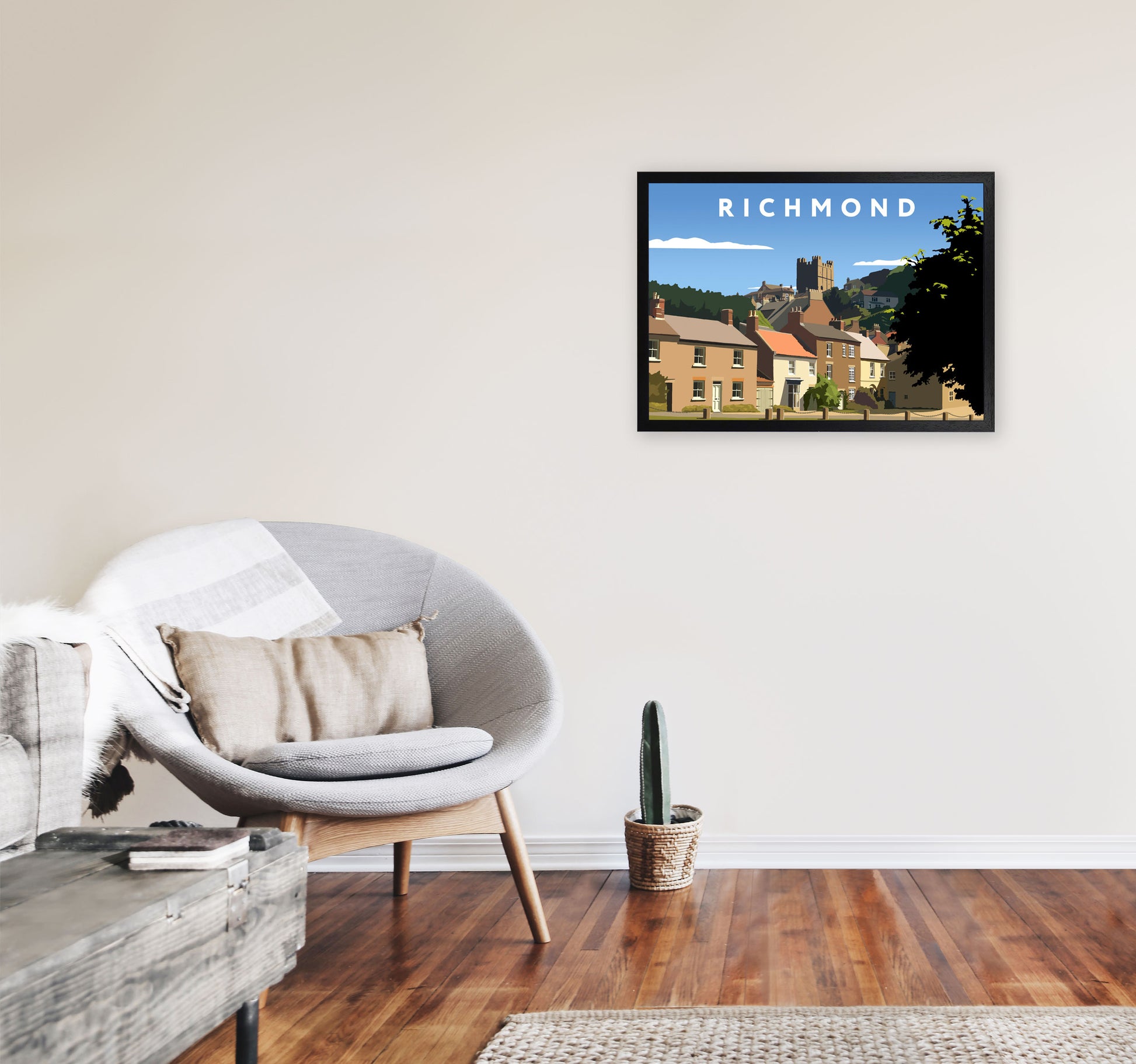 Richmond4 Travel Art Print by Richard O'Neill, Framed Wall Art A2 White Frame